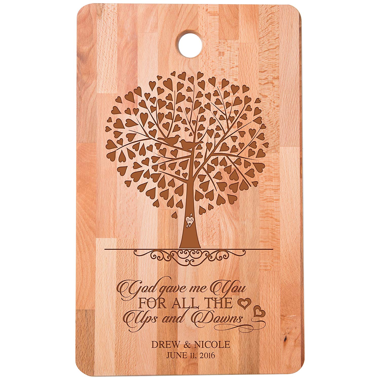 Personalized bamboo Wedding Cutting Board Gift - God Gave Me You - LifeSong Milestones