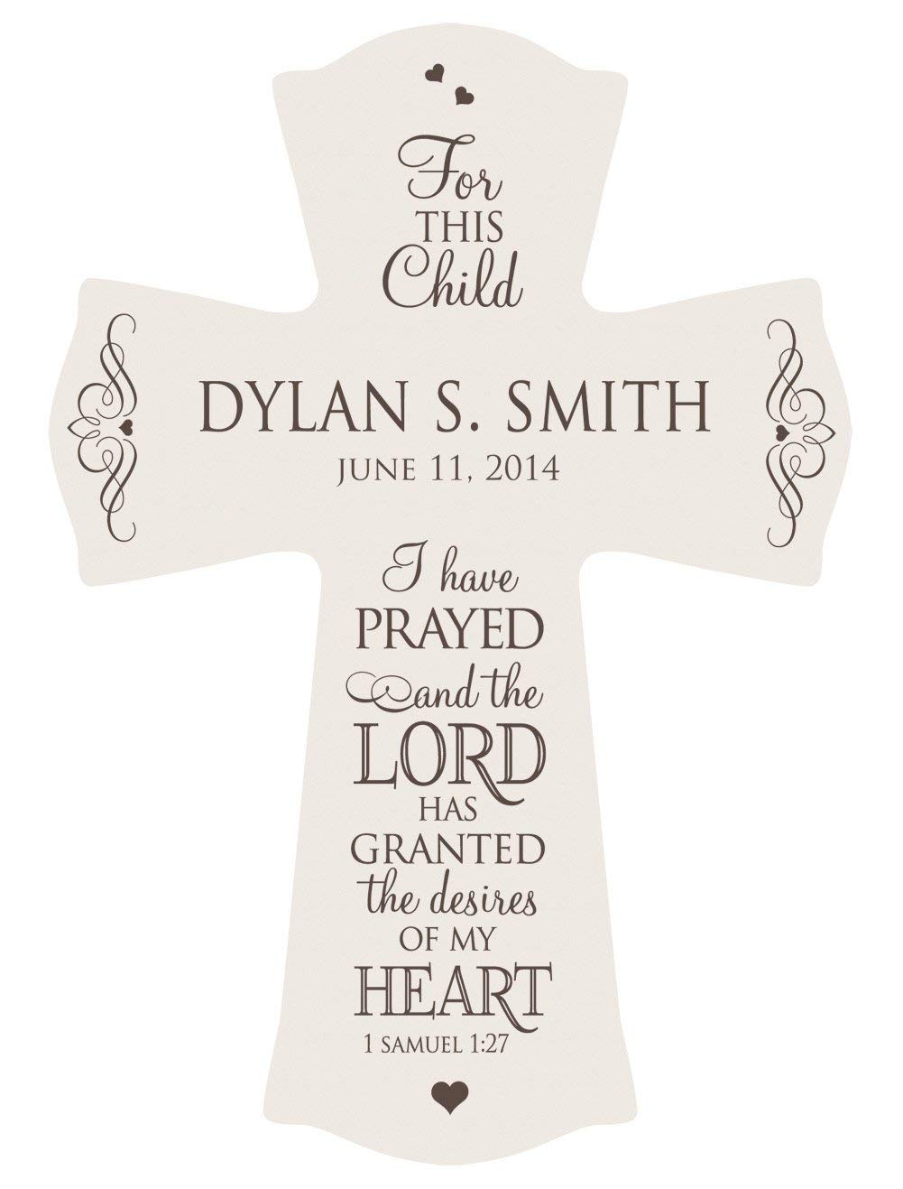 Personalized Baptism 1st communion cross "I Have Prayed" - LifeSong Milestones