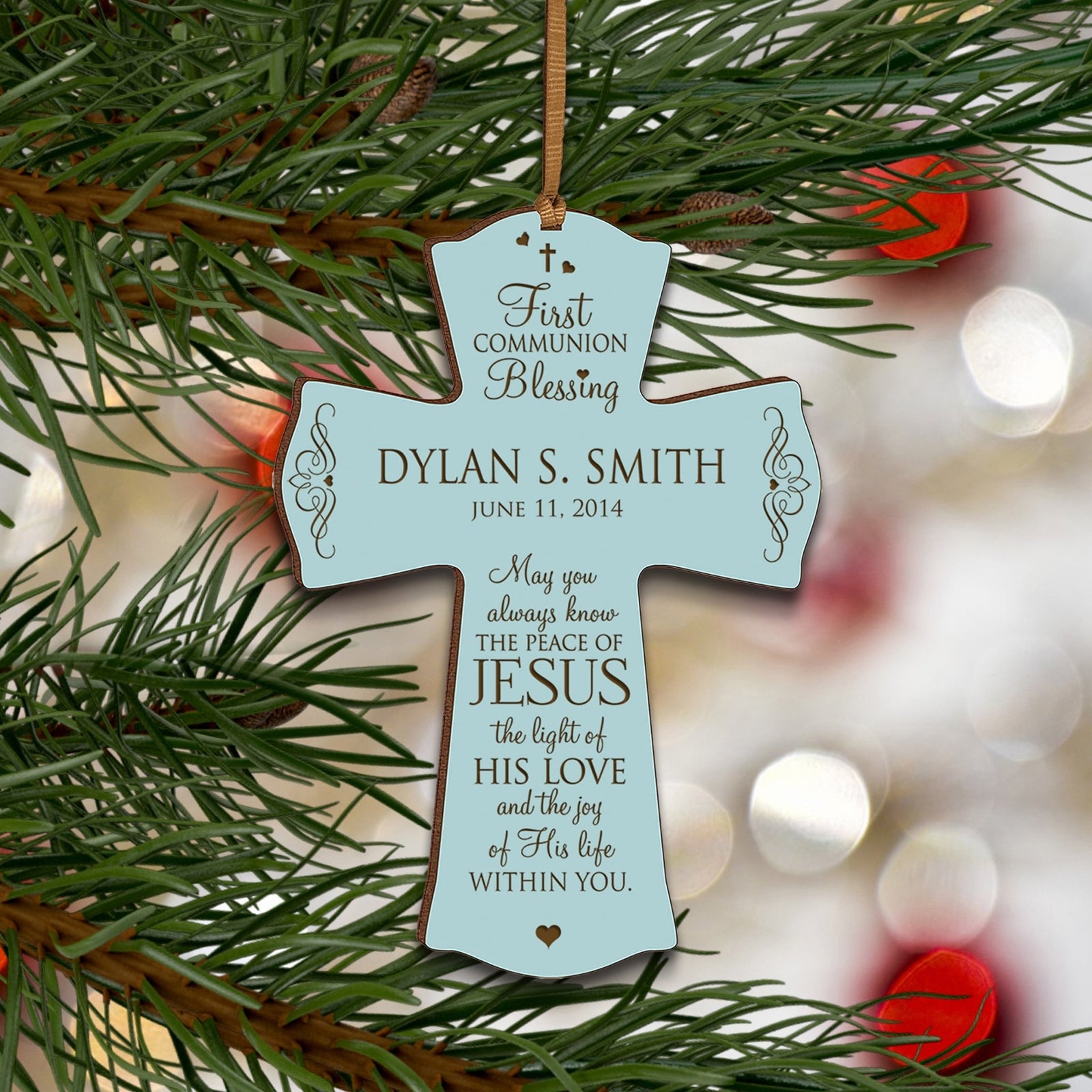 Personalized Baptism 1st Holy Communion Christening Cross Gift - LifeSong Milestones