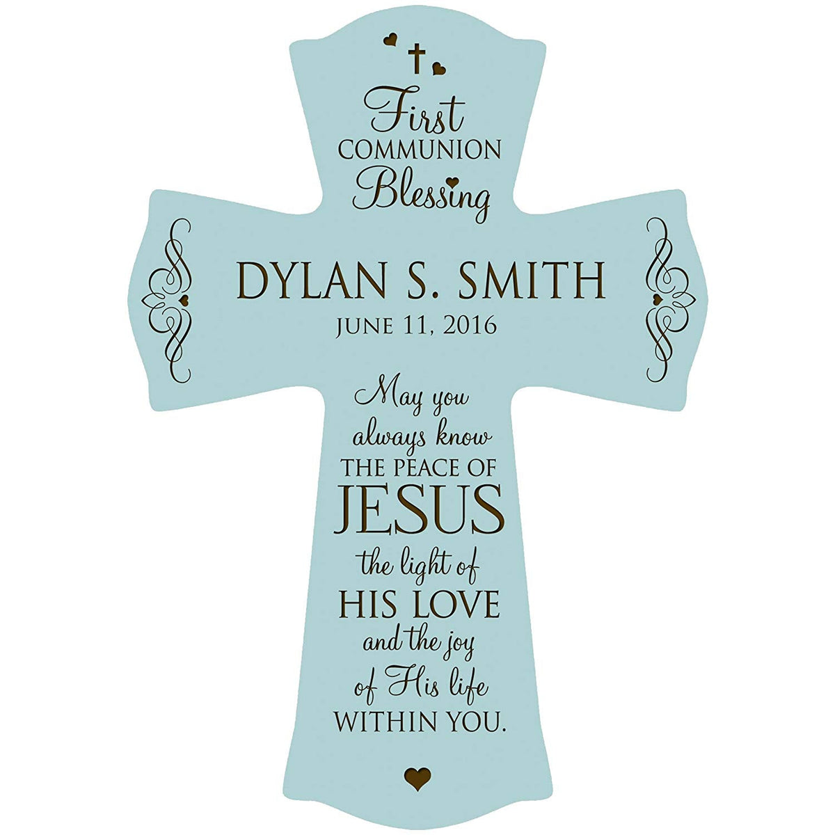 Personalized Baptism 1st Holy Communion Christening Cross Gift - LifeSong Milestones