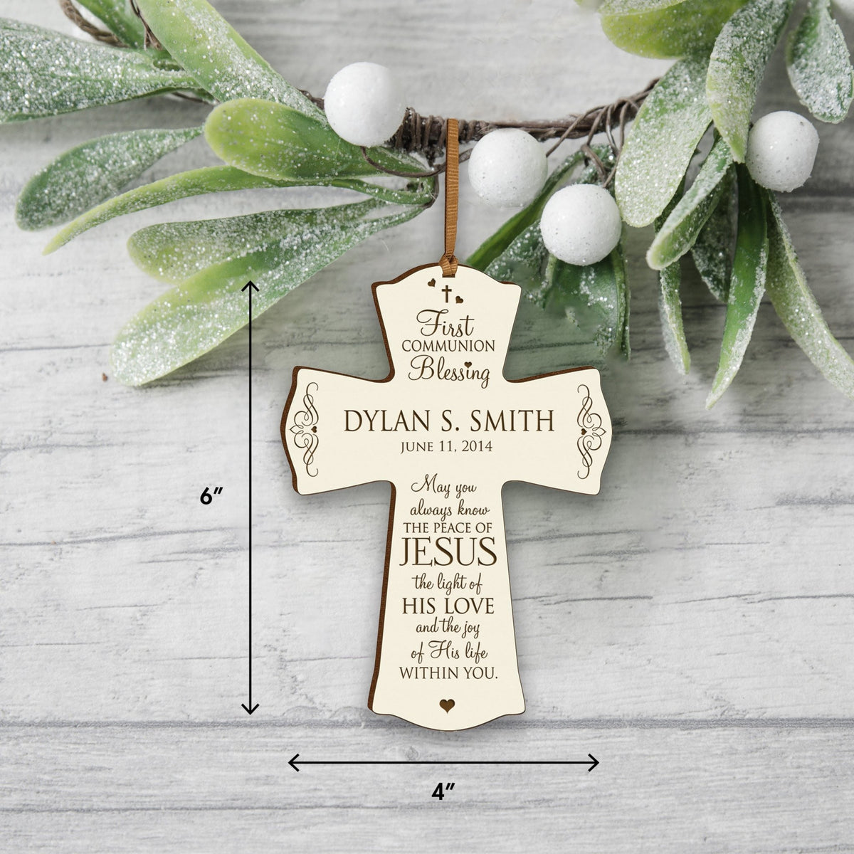 Personalized Baptism 1st Holy Communion Christening Cross Gift - LifeSong Milestones