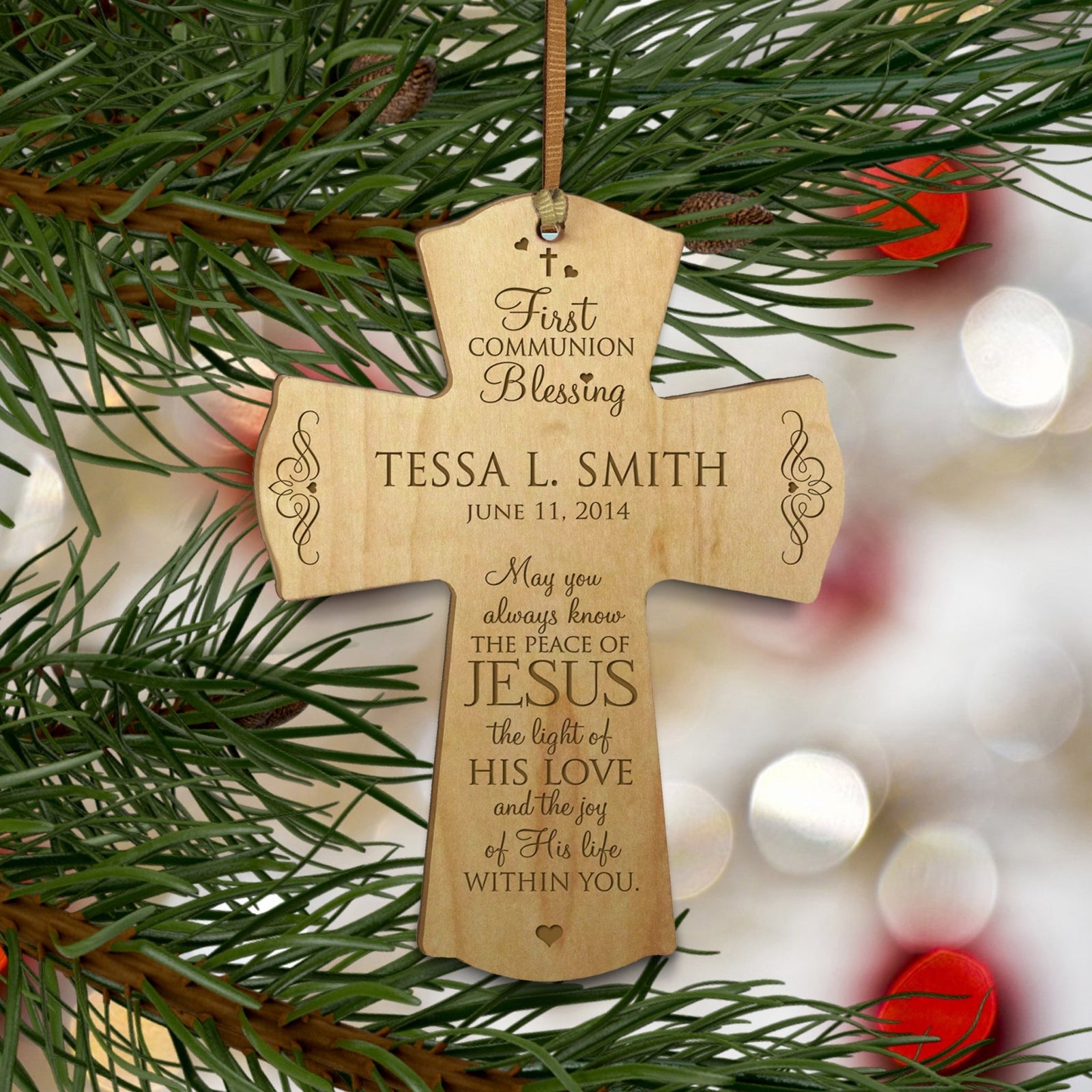 Personalized Baptism 1st Holy Communion Christening Cross Gift - LifeSong Milestones