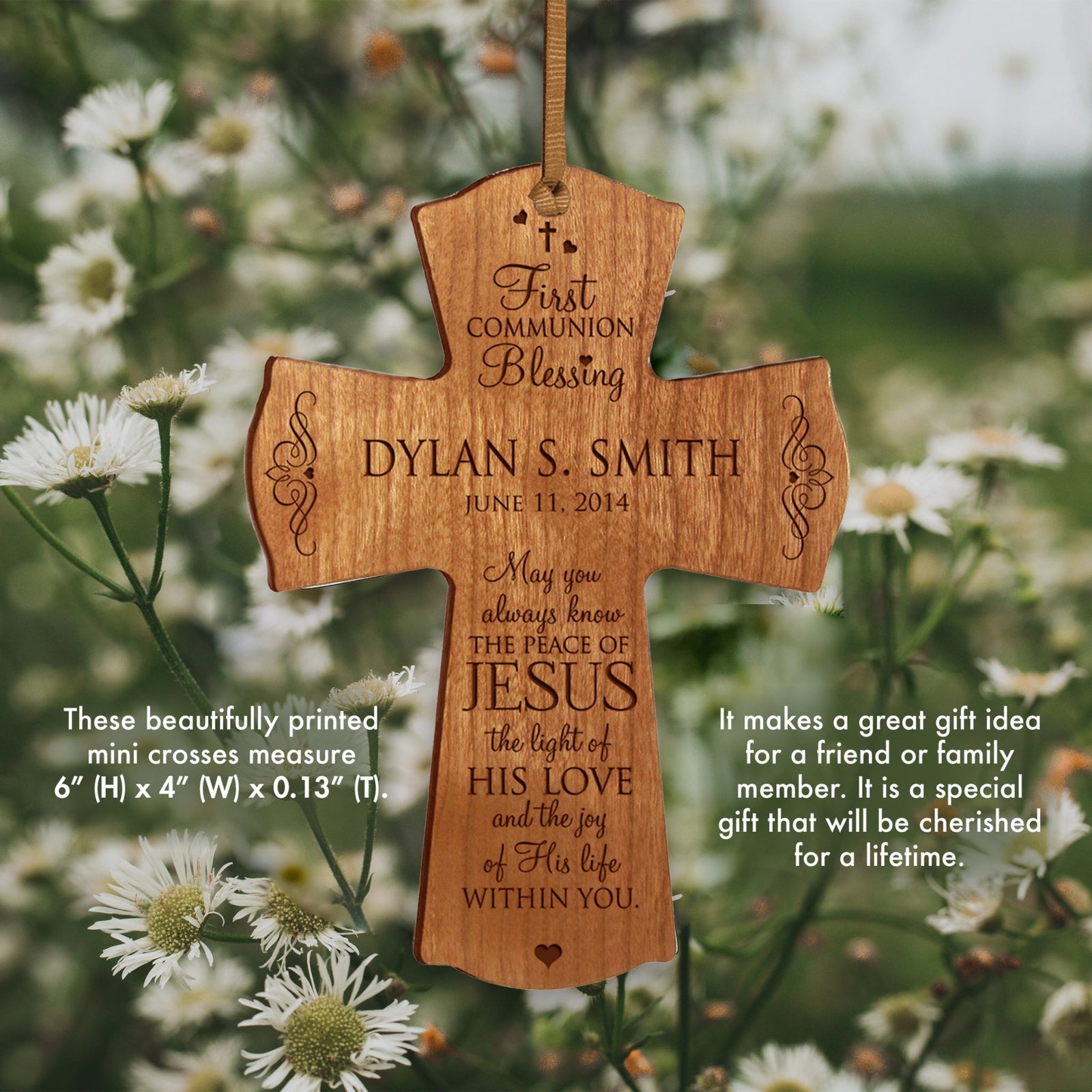 Personalized Baptism 1st Holy Communion Christening Cross Gift - LifeSong Milestones