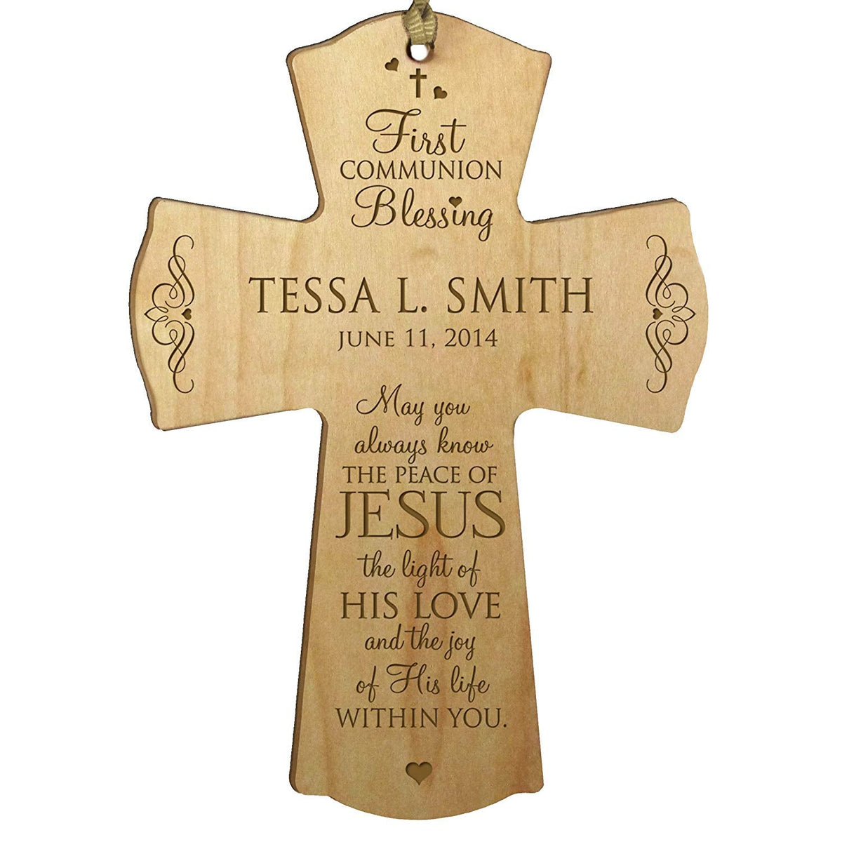 Personalized Baptism 1st Holy Communion Christening Cross Gift - LifeSong Milestones
