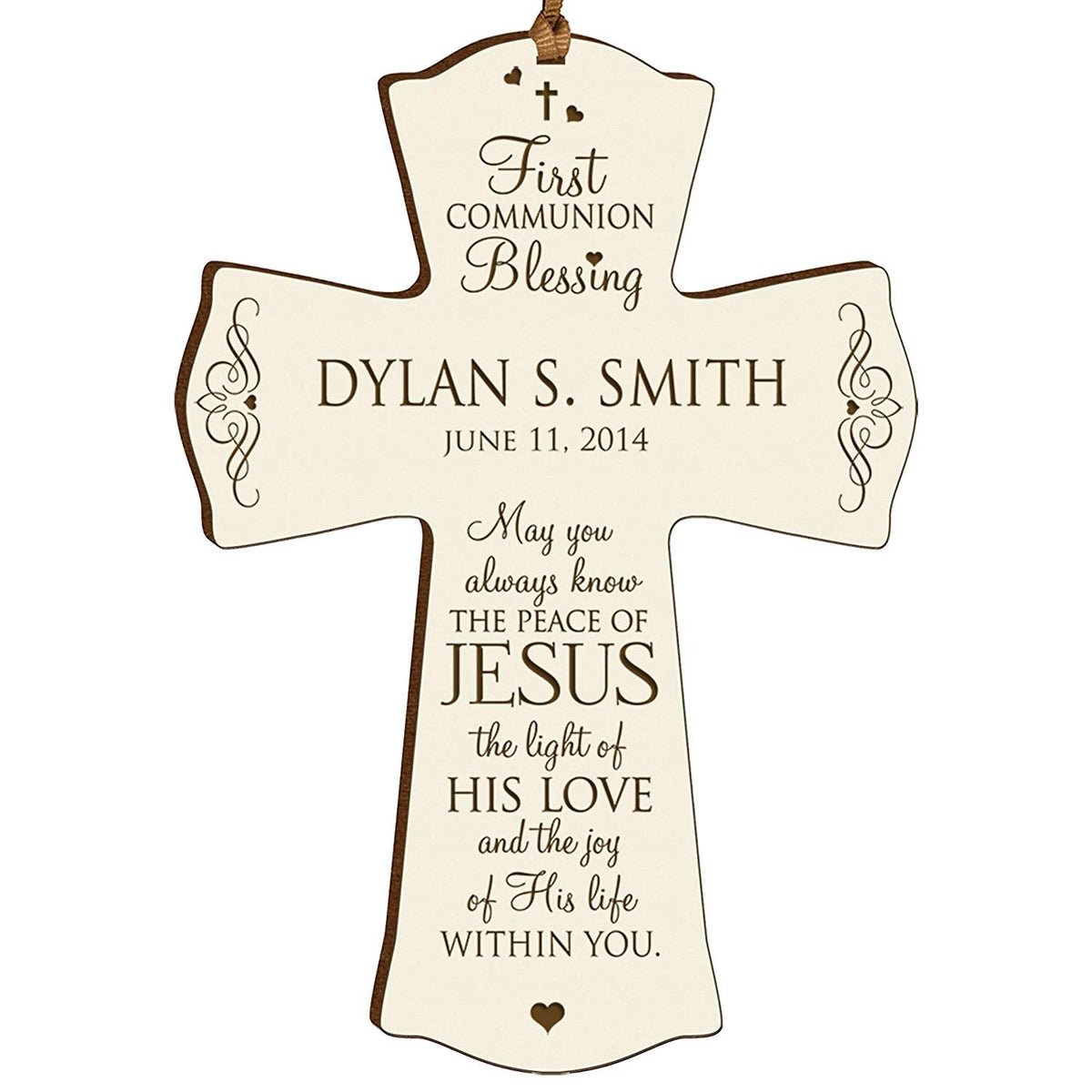 Personalized Baptism 1st Holy Communion Christening Cross Gift - LifeSong Milestones