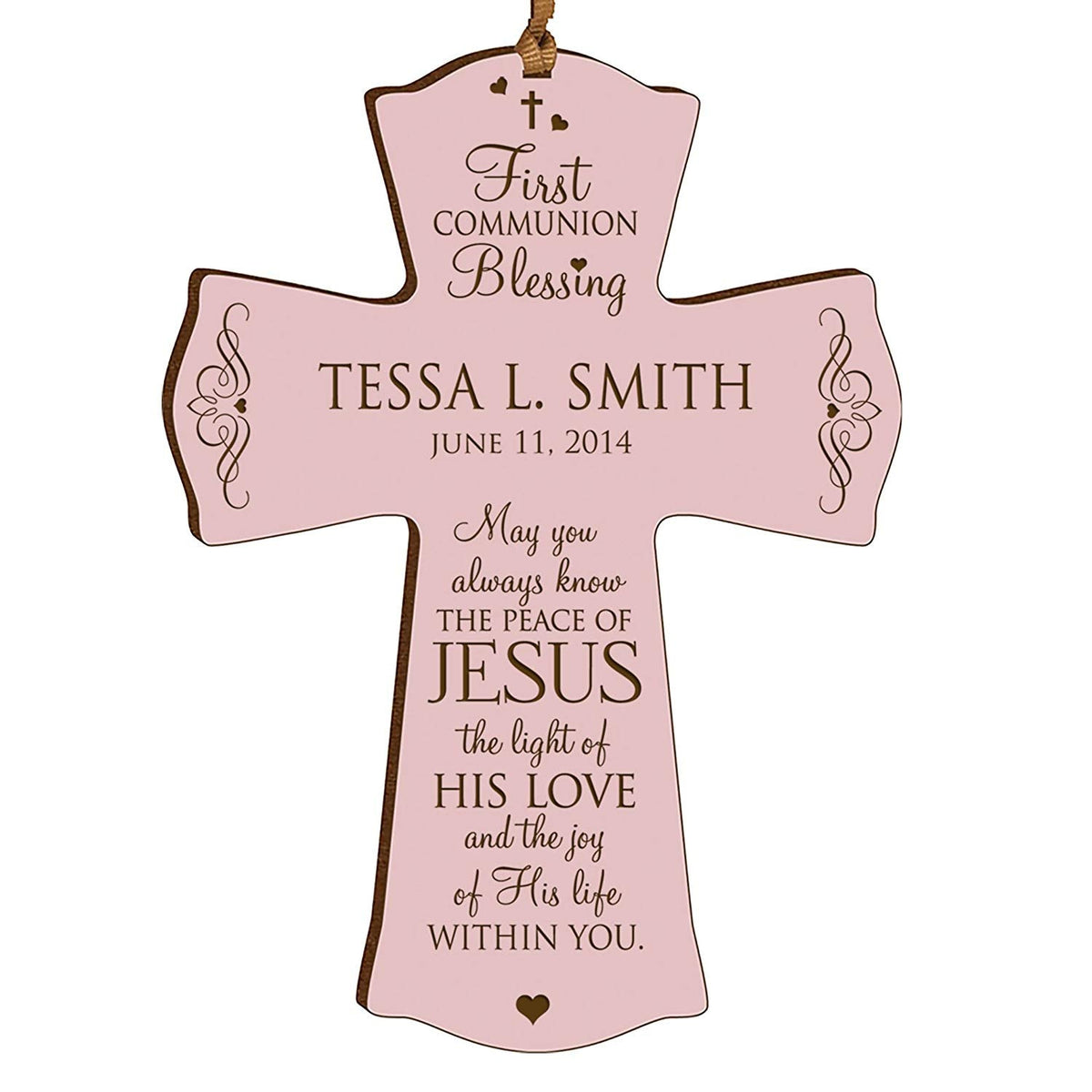 Personalized Baptism 1st Holy Communion Christening Cross Gift - LifeSong Milestones