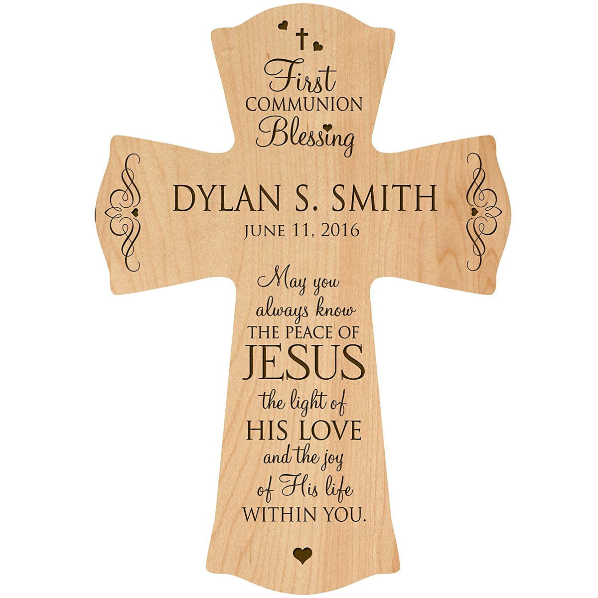 Personalized Baptism 1st Holy Communion Christening Cross Gift - LifeSong Milestones