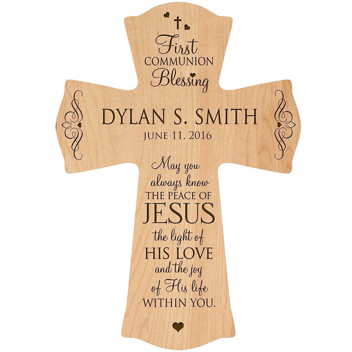 Personalized Baptism 1st Holy Communion Christening Cross Gift - LifeSong Milestones