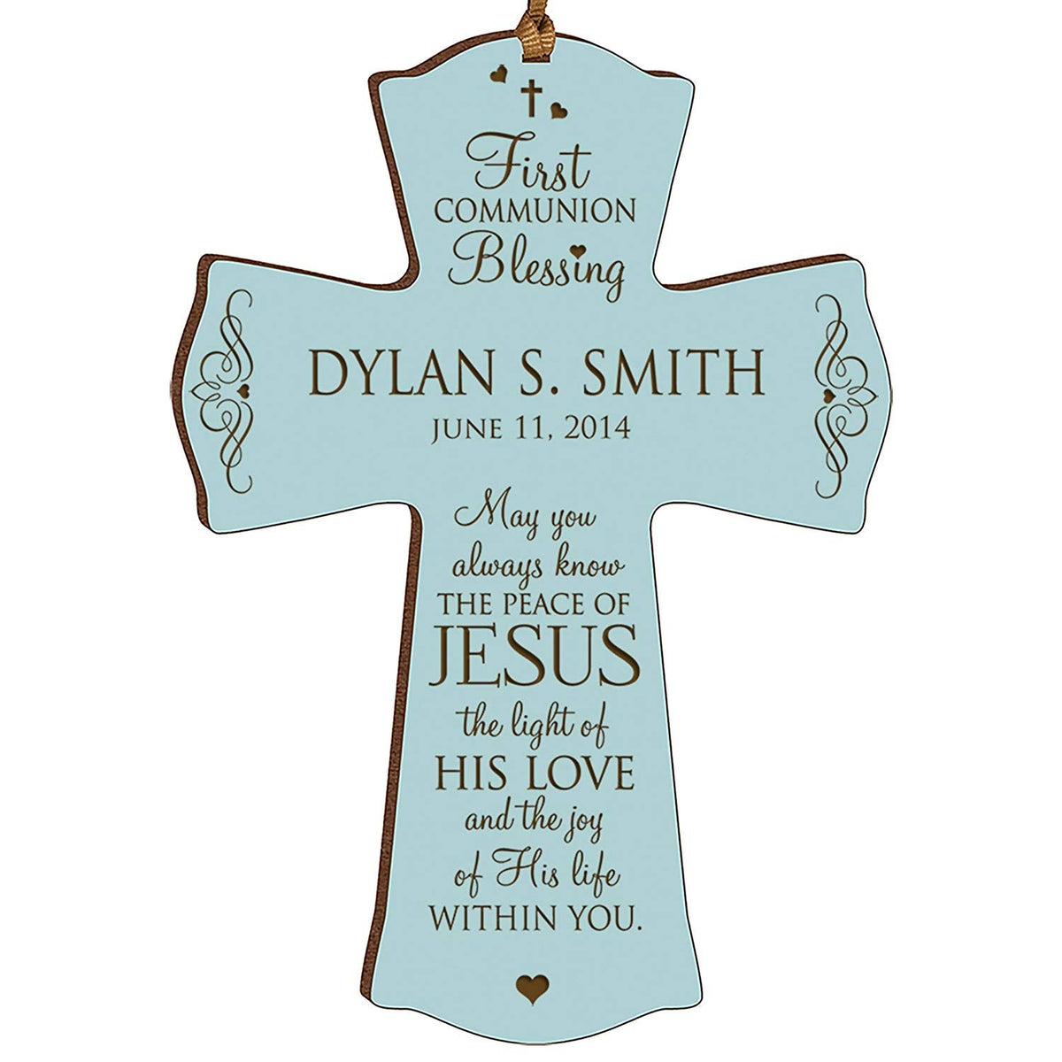 Personalized Baptism 1st Holy Communion Christening Cross Gift - LifeSong Milestones