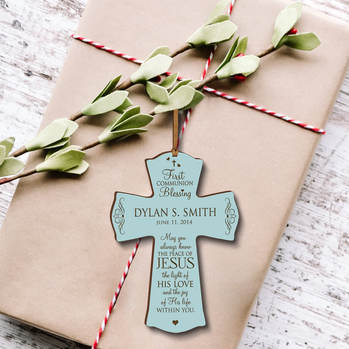 Personalized Baptism 1st Holy Communion Christening Cross Gift - LifeSong Milestones