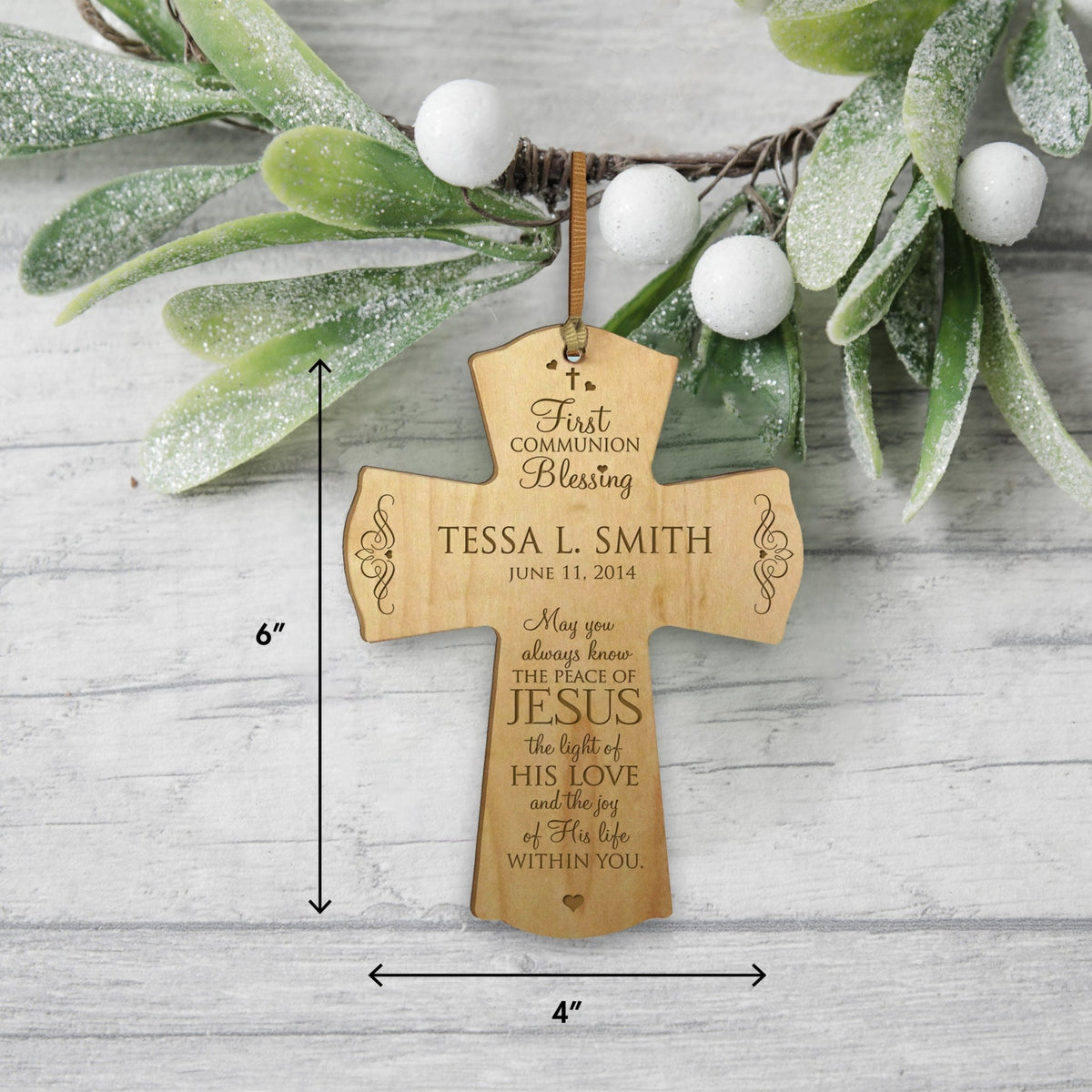 Personalized Baptism 1st Holy Communion Christening Cross Gift - LifeSong Milestones