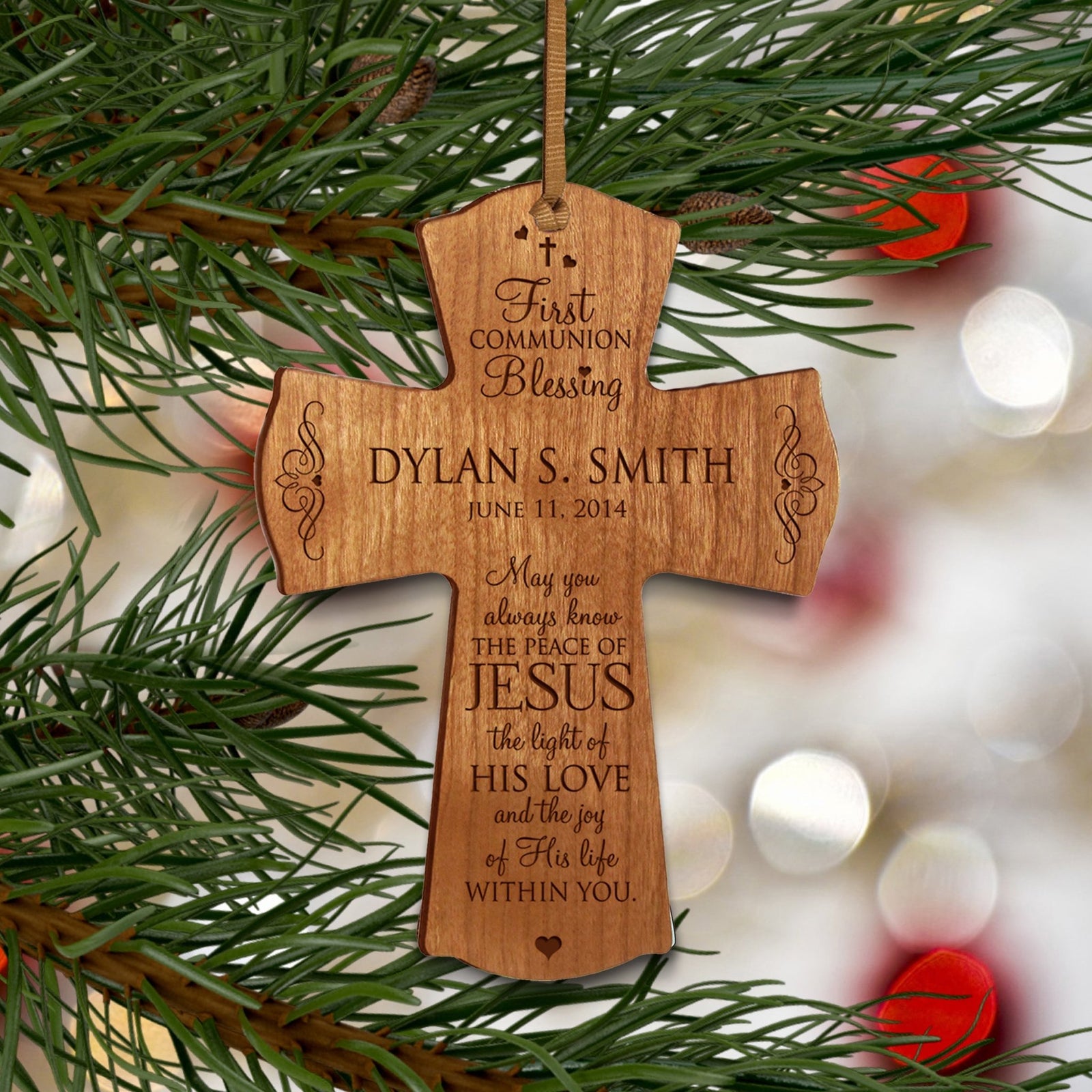 Personalized Baptism 1st Holy Communion Christening Cross Gift - LifeSong Milestones