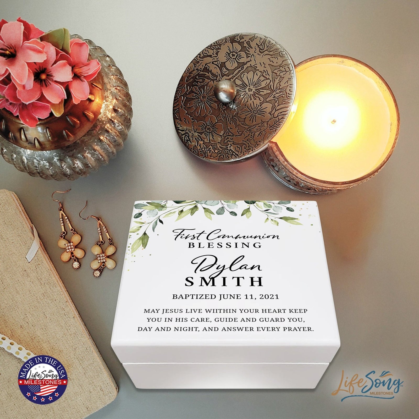 Lifesong Milestones Jewelry Keepsake Box with inset mirror for boys