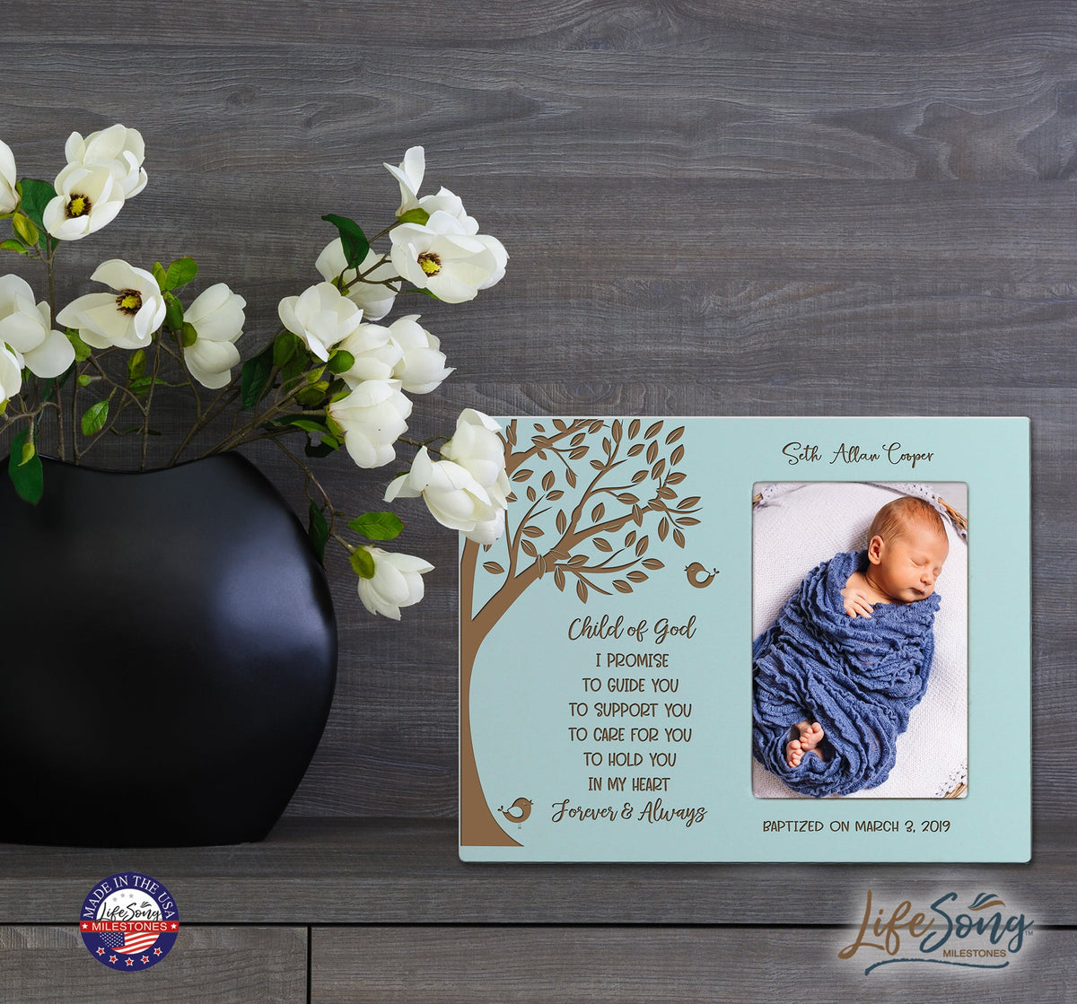 Personalized Baptism Blessing Frame For Newborn - I Promise - LifeSong Milestones