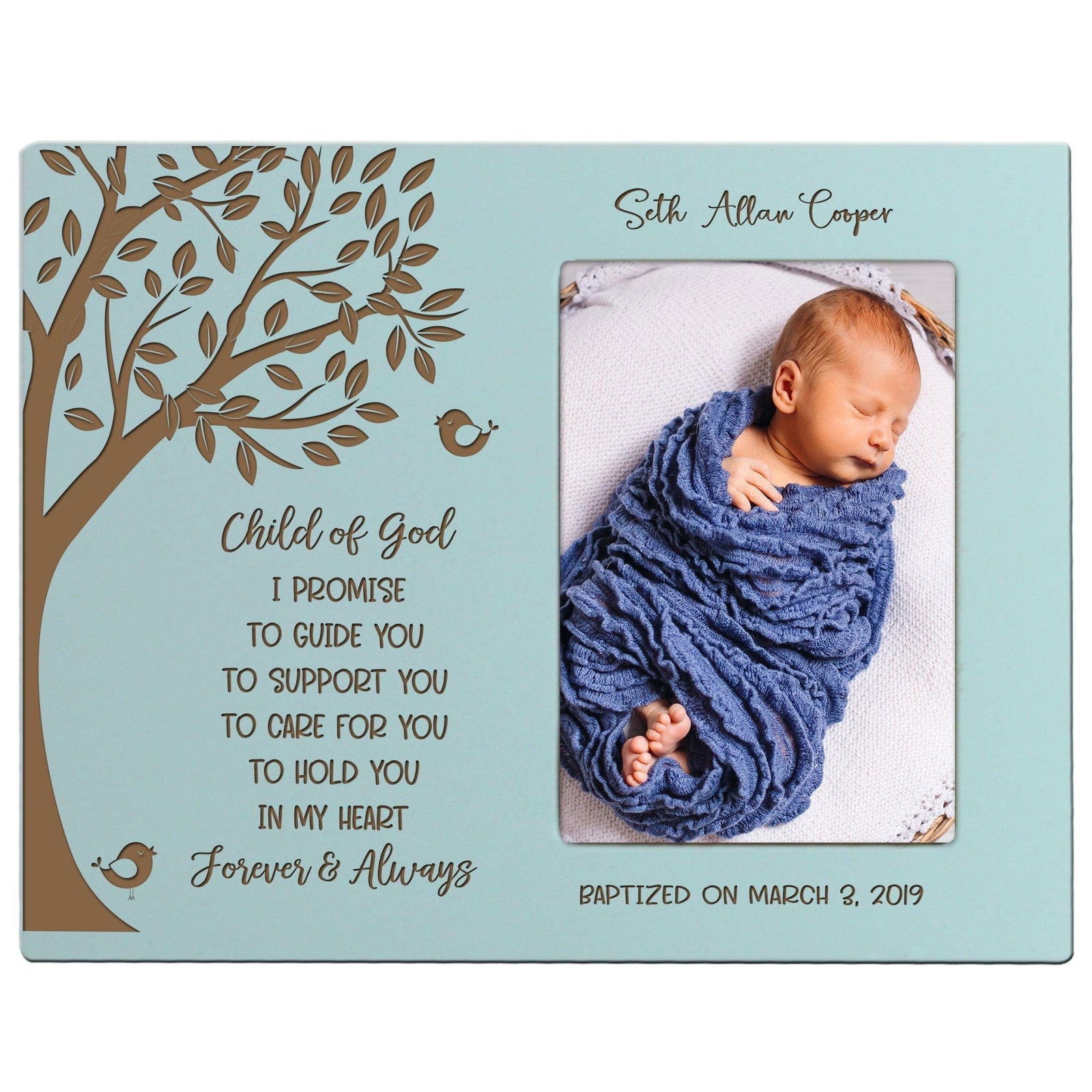 Personalized Baptism Blessing Frame For Newborn - I Promise - LifeSong Milestones