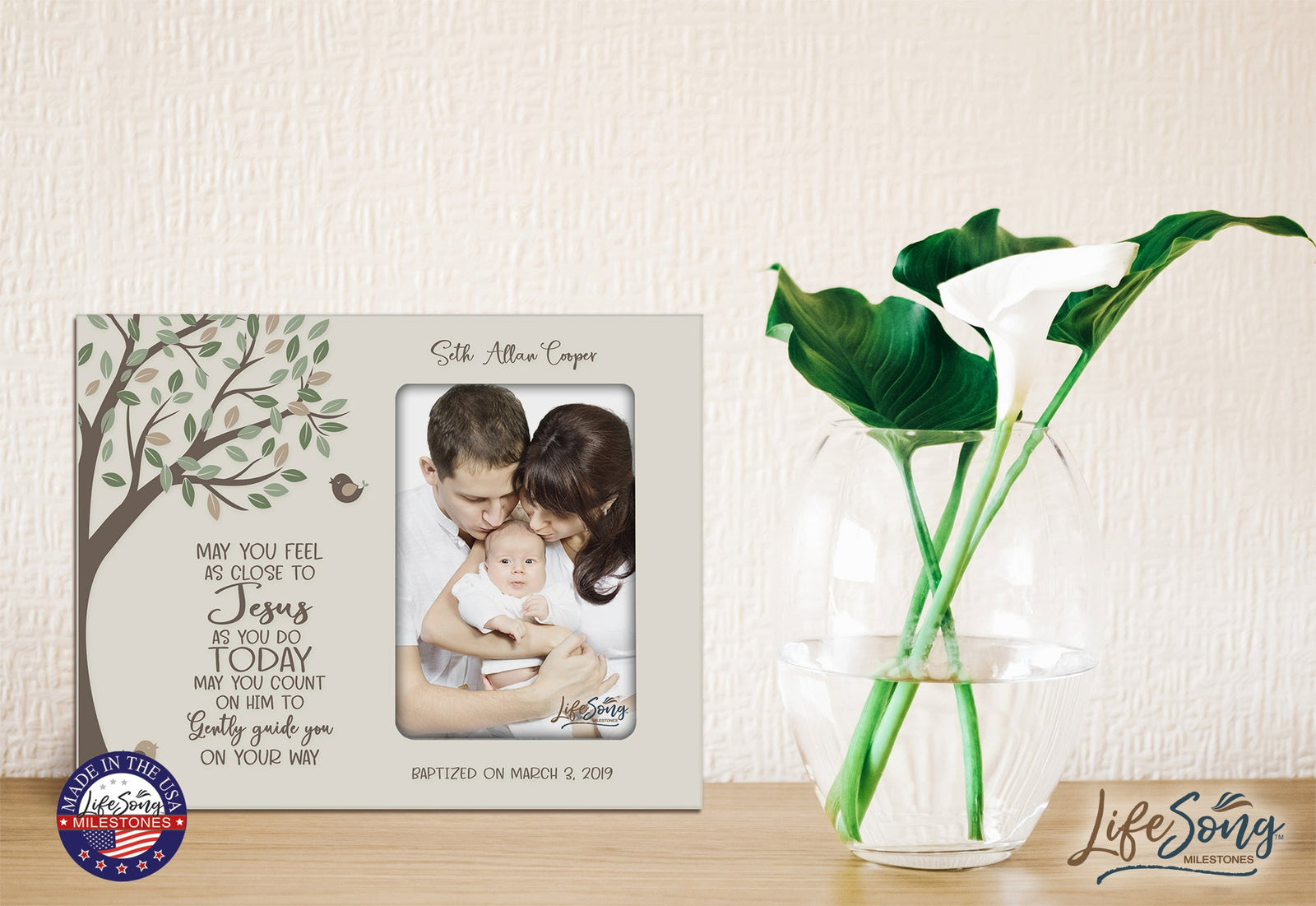 Personalized Baptism Blessing Frame For Newborn -May You Feel Close - LifeSong Milestones