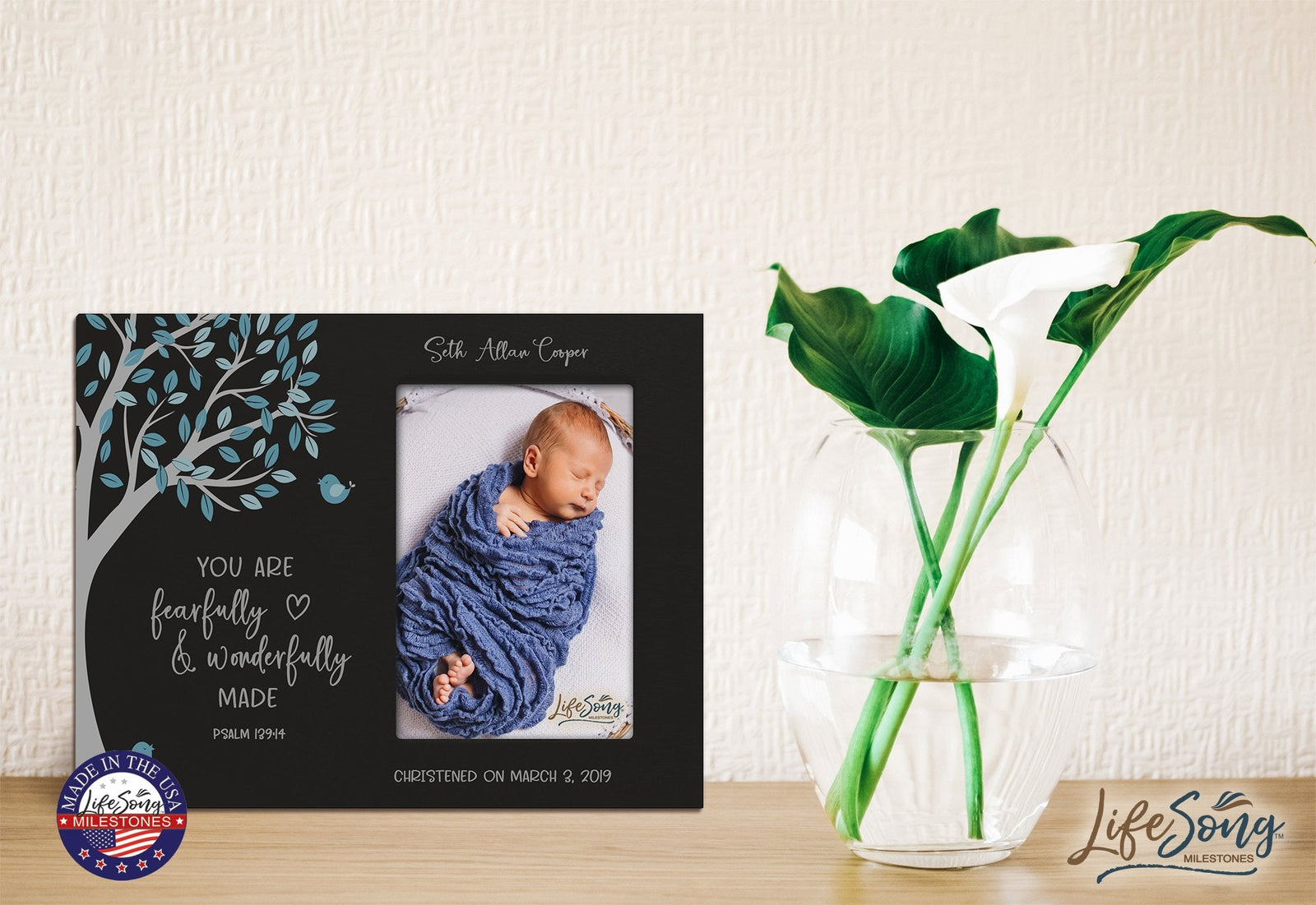 Personalized Baptism Blessing Frame For Newborn -May You Feel Close - LifeSong Milestones
