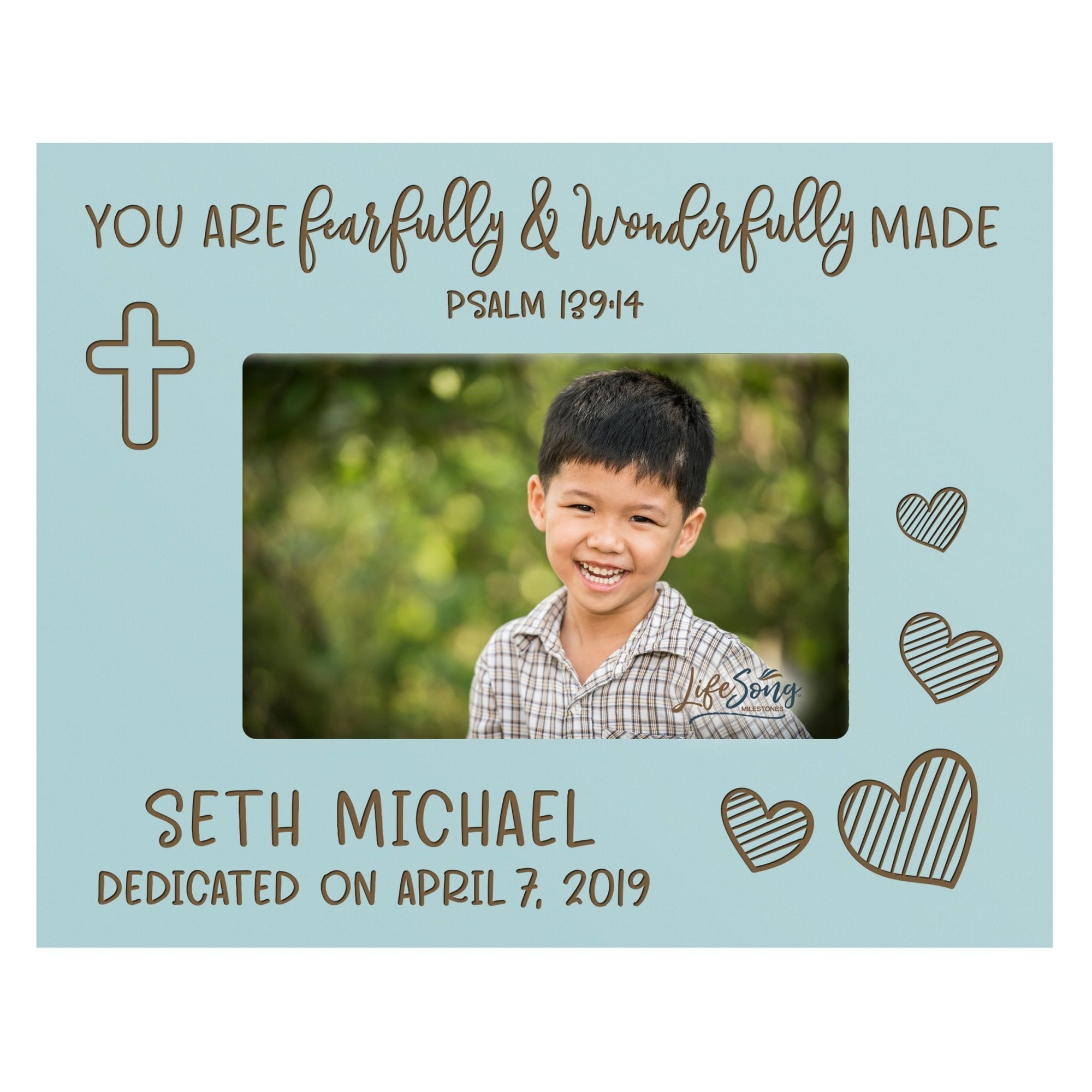Personalized Baptism Blessing Frame Gift For Child - Fearfully & Wonderfully - LifeSong Milestones