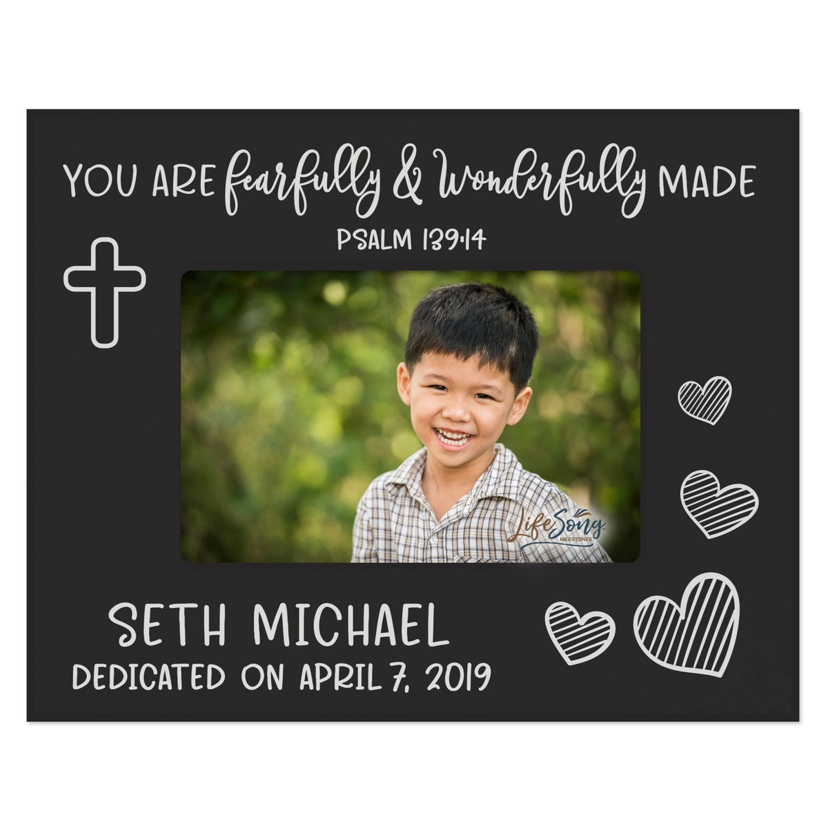 Personalized Baptism Blessing Frame Gift For Child - Fearfully &amp; Wonderfully - LifeSong Milestones