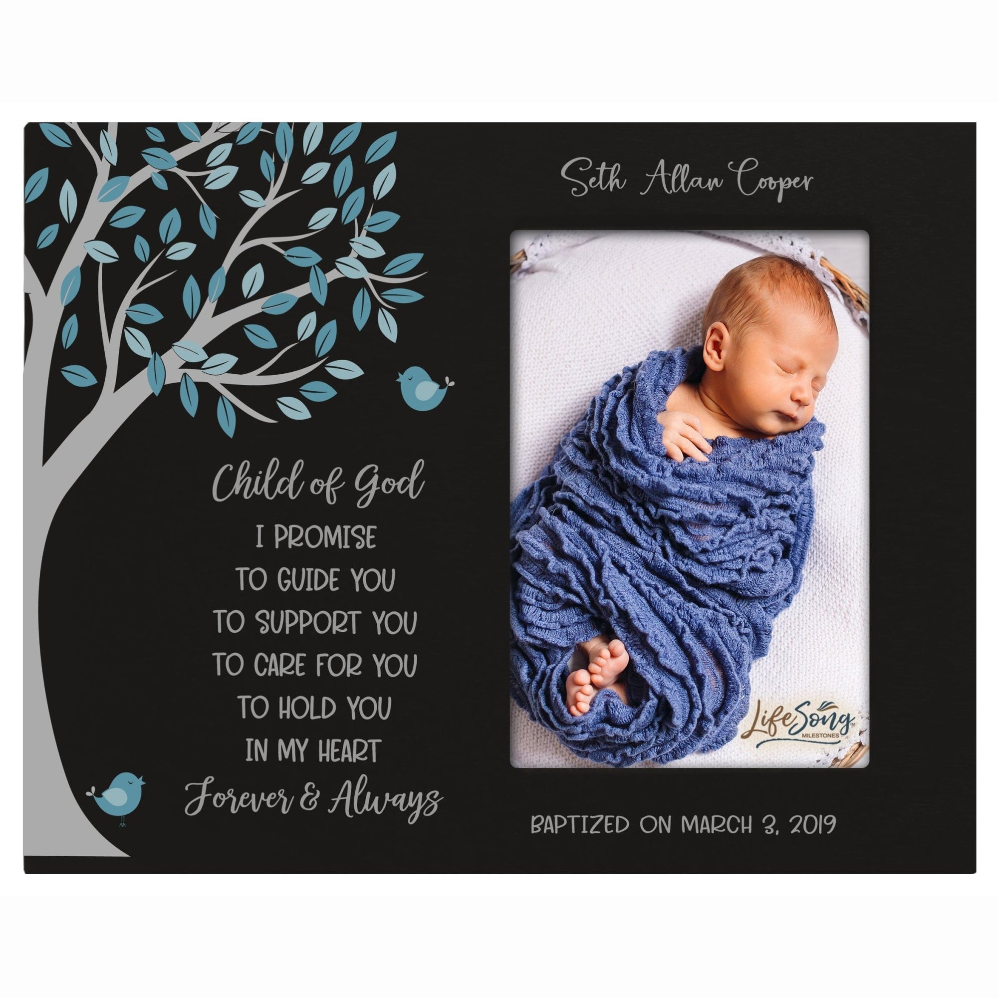 Personalized Baptism Blessing Gift Frame For Newborn - Child Of God - LifeSong Milestones