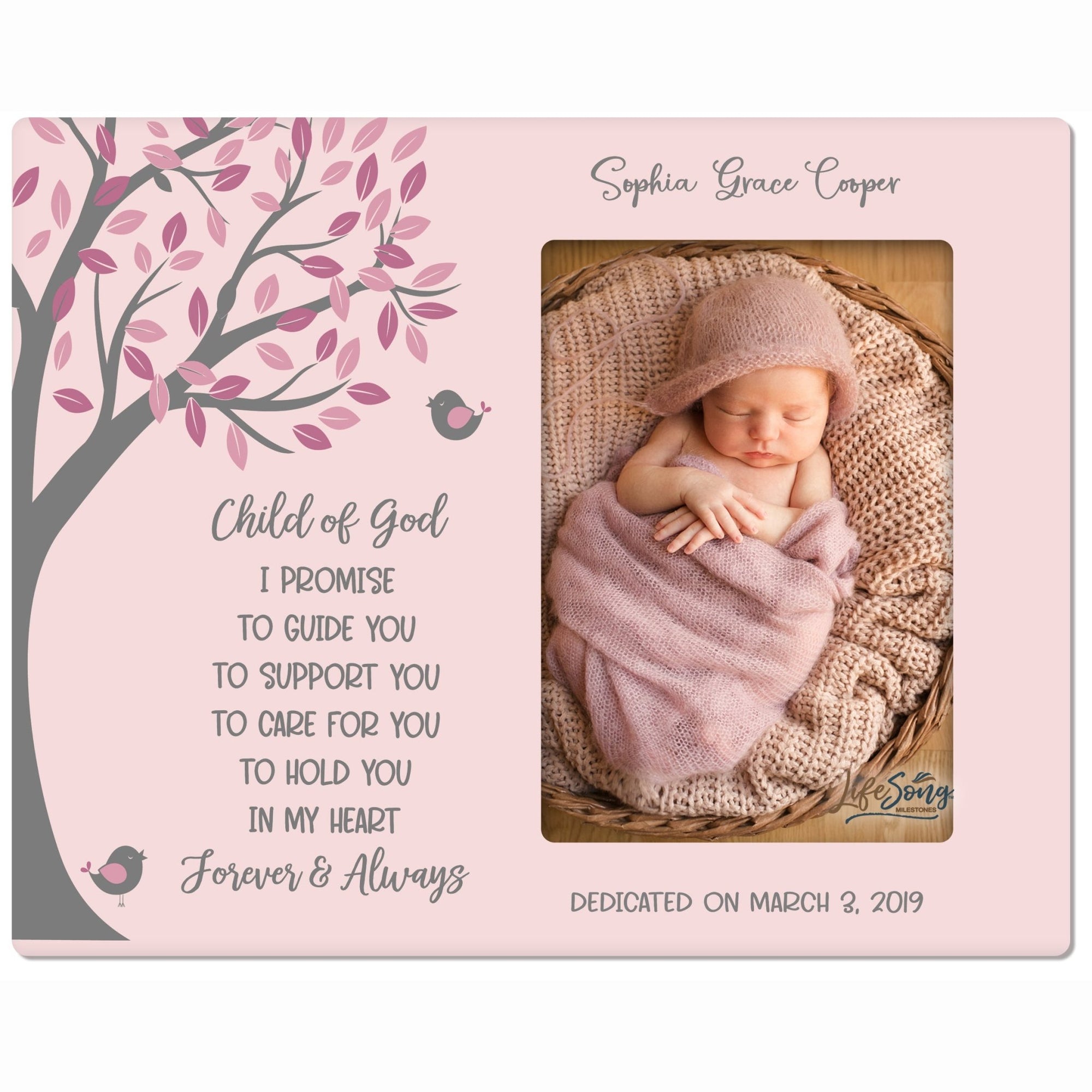 Personalized Baptism Blessing Gift Frame For Newborn - Child Of God - LifeSong Milestones
