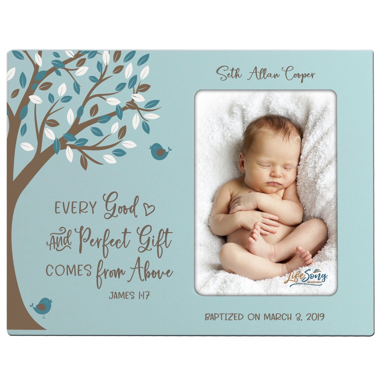 Personalized Baptism Blessing Gift Frame For Newborn Good and Faithful - LifeSong Milestones