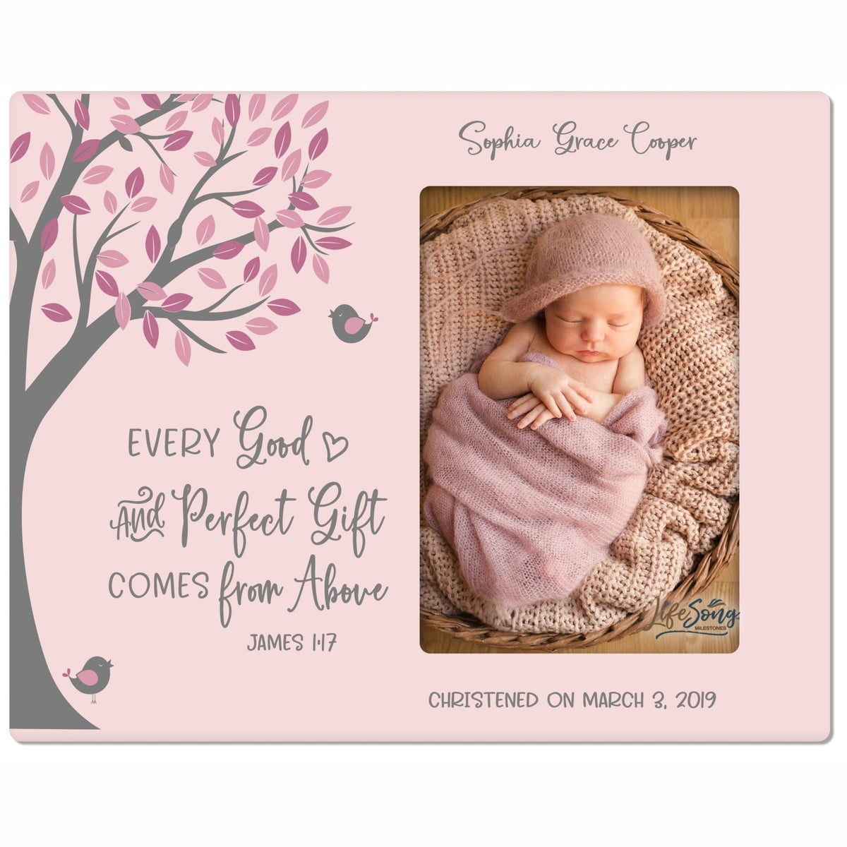 Personalized Baptism Blessing Gift Frame For Newborn Good and Faithful - LifeSong Milestones