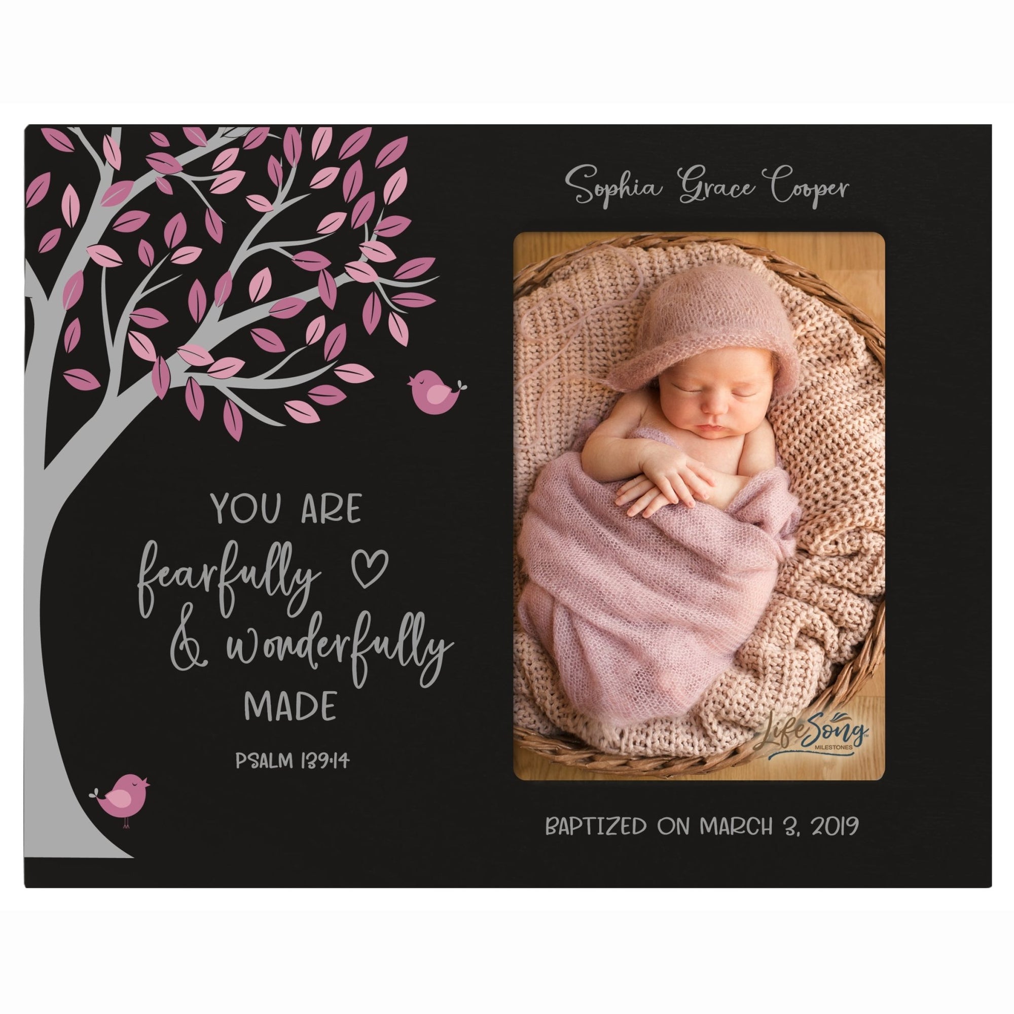 Personalized Baptism Blessing Gift Frame For Newborn -Wonderfully Made - LifeSong Milestones