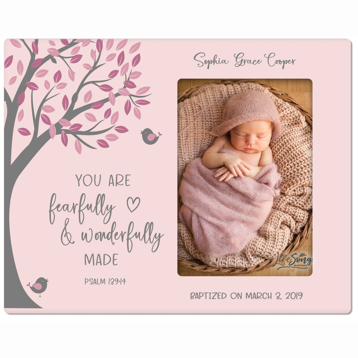 Personalized Baptism Blessing Gift Frame For Newborn -Wonderfully Made - LifeSong Milestones