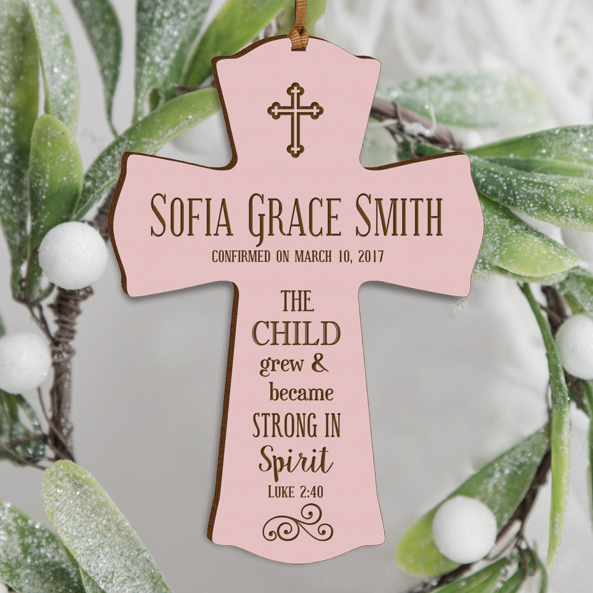 Personalized Baptism Christening Cross Ornament - The Child Grew - LifeSong Milestones