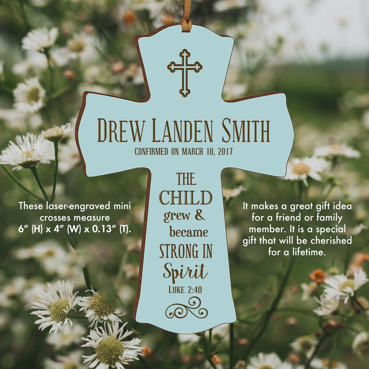 Personalized Baptism Christening Cross Ornament - The Child Grew - LifeSong Milestones