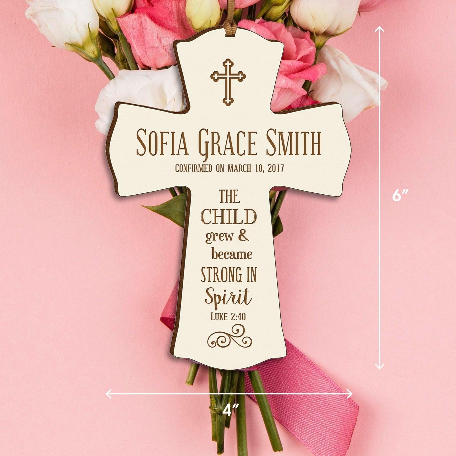 Personalized Baptism Christening Cross Ornament - The Child Grew - LifeSong Milestones