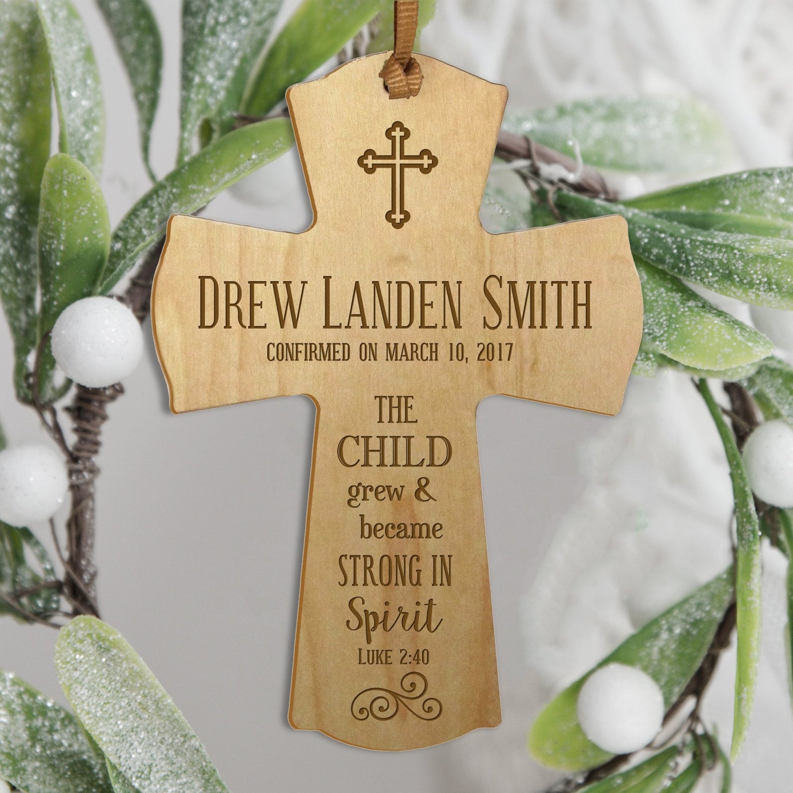 Personalized Baptism Christening Cross Ornament - The Child Grew - LifeSong Milestones