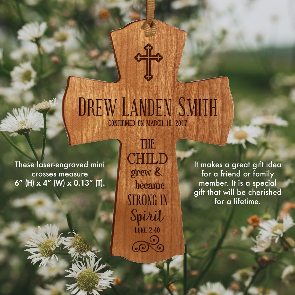Personalized Baptism Christening Cross Ornament - The Child Grew - LifeSong Milestones