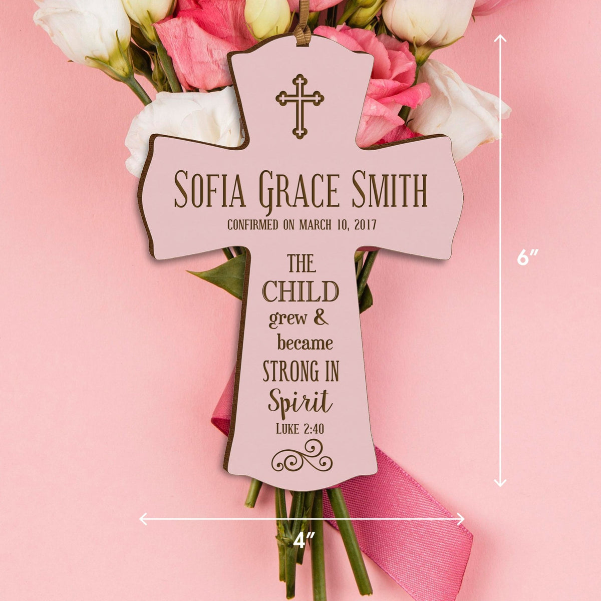 Personalized Baptism Christening Cross Ornament - The Child Grew - LifeSong Milestones