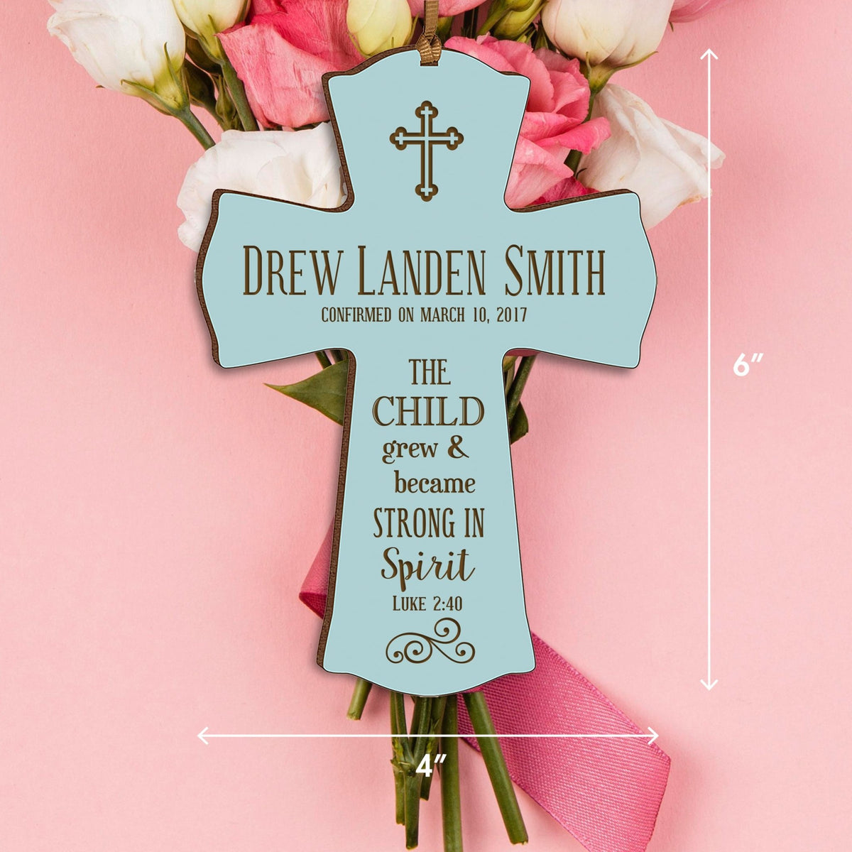 Personalized Baptism Christening Cross Ornament - The Child Grew - LifeSong Milestones