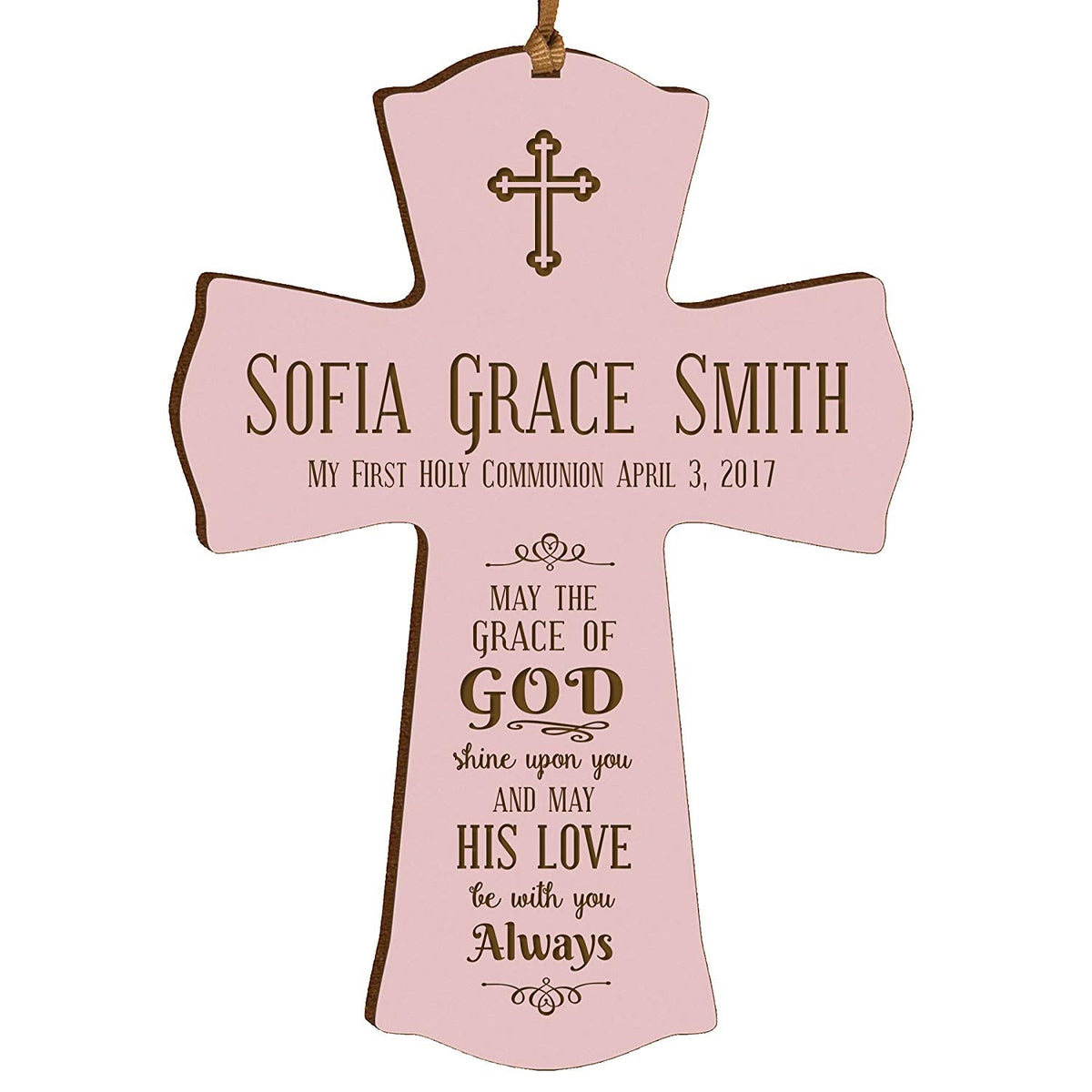 Personalized Baptism Cross Ornament - May The Grace Of God - LifeSong Milestones