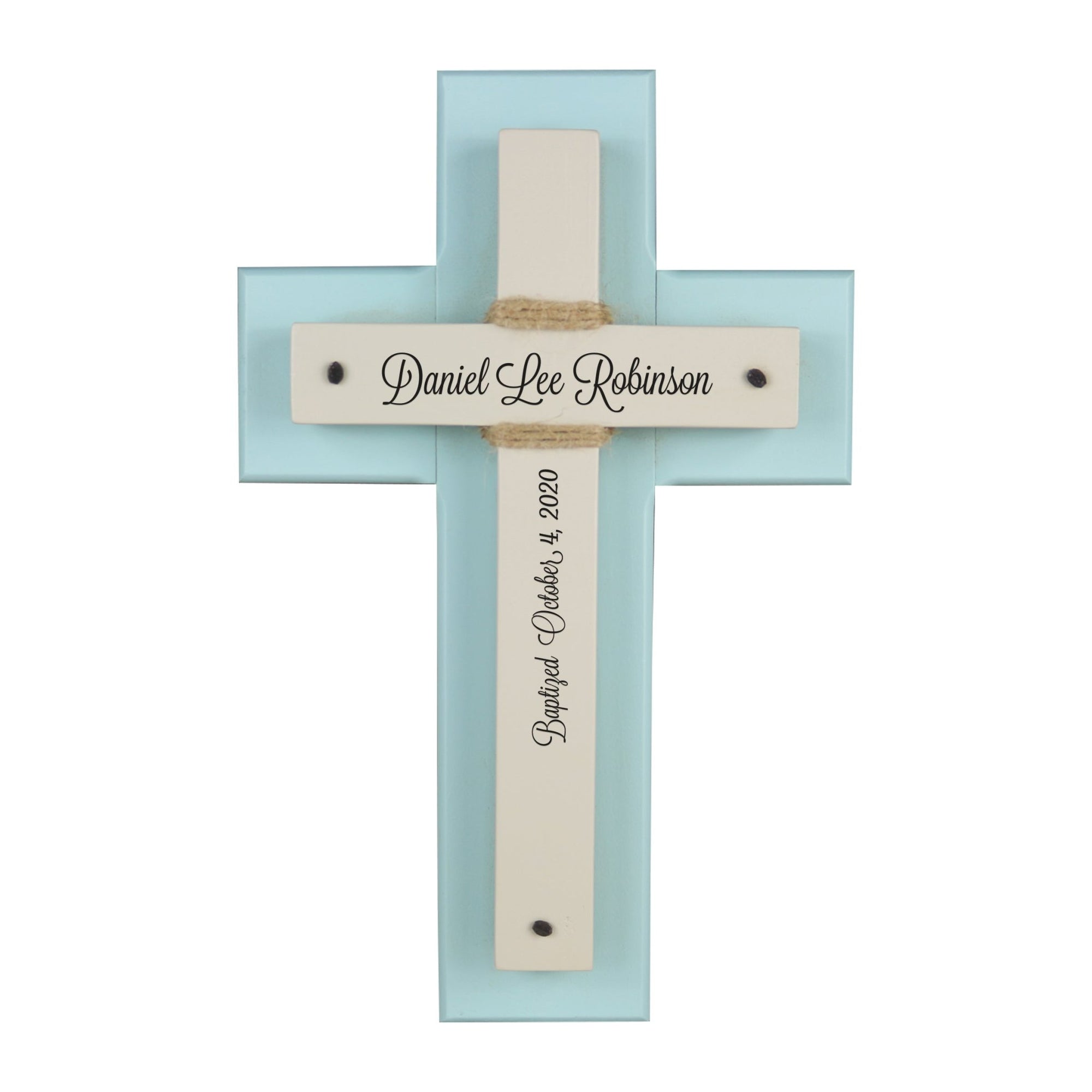 Personalized Baptism Double Crosses Wall Decor - LifeSong Milestones