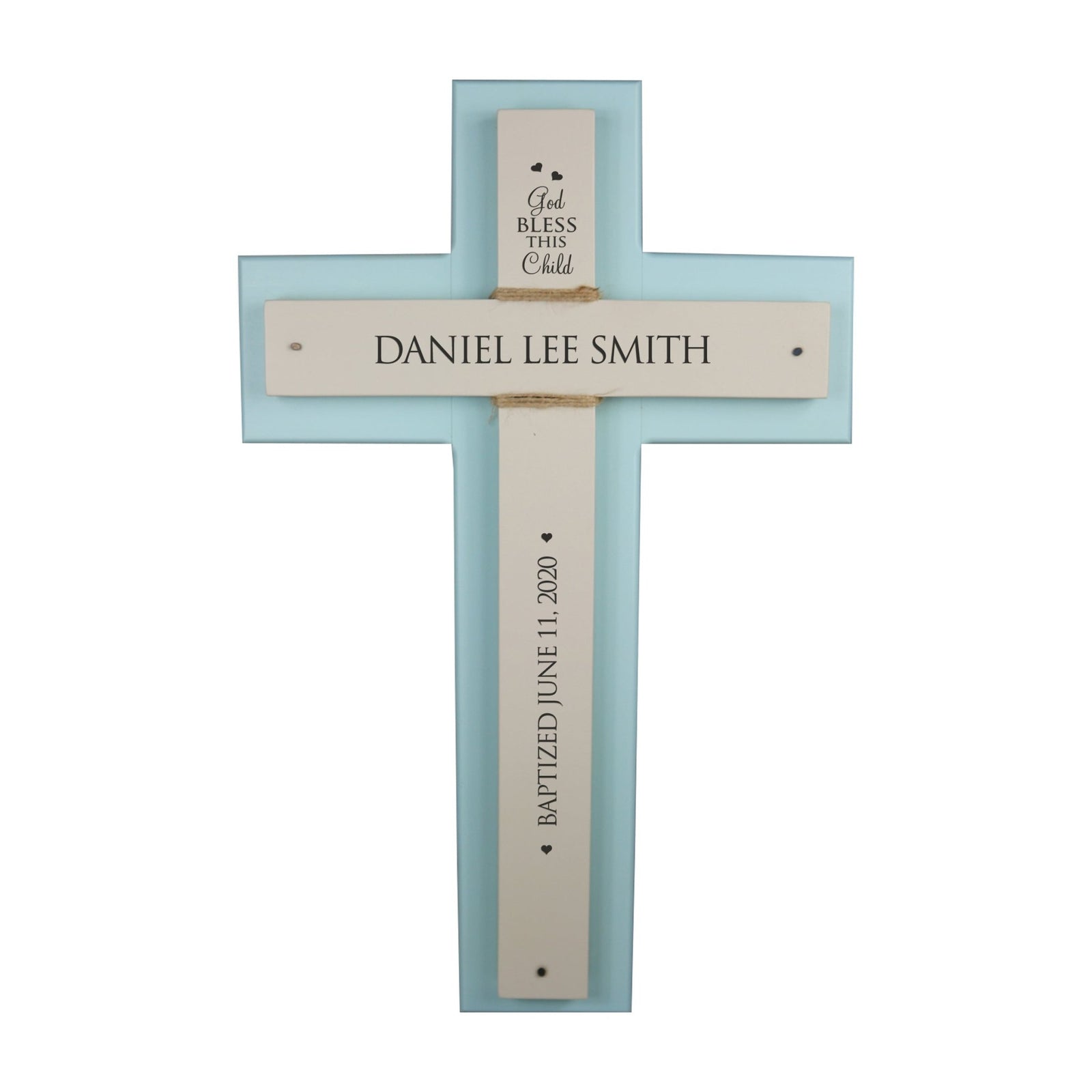 Personalized Baptism Double Crosses Wall Decor - Blue - LifeSong Milestones