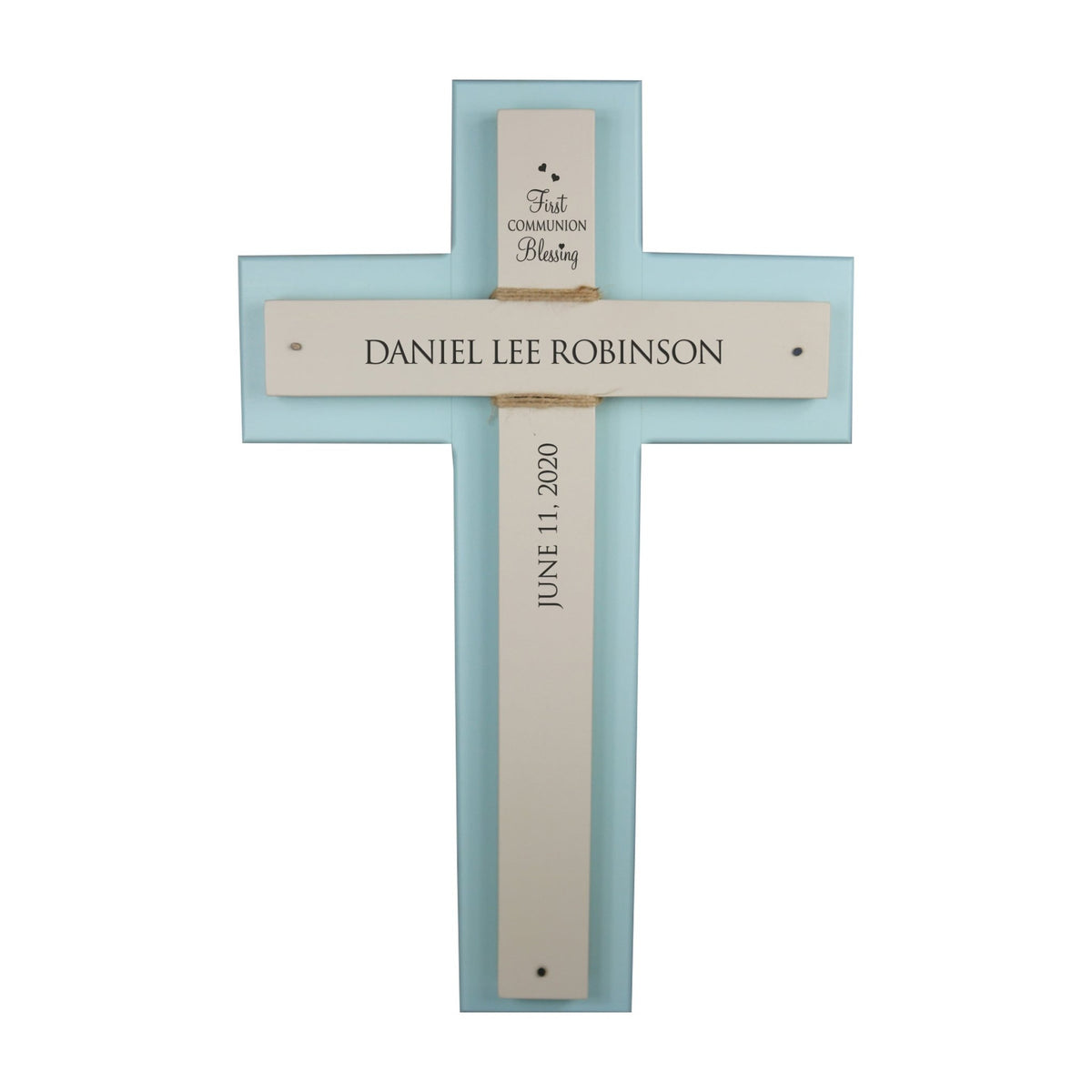 Personalized Baptism Double Crosses Wall Decor - Blue - LifeSong Milestones