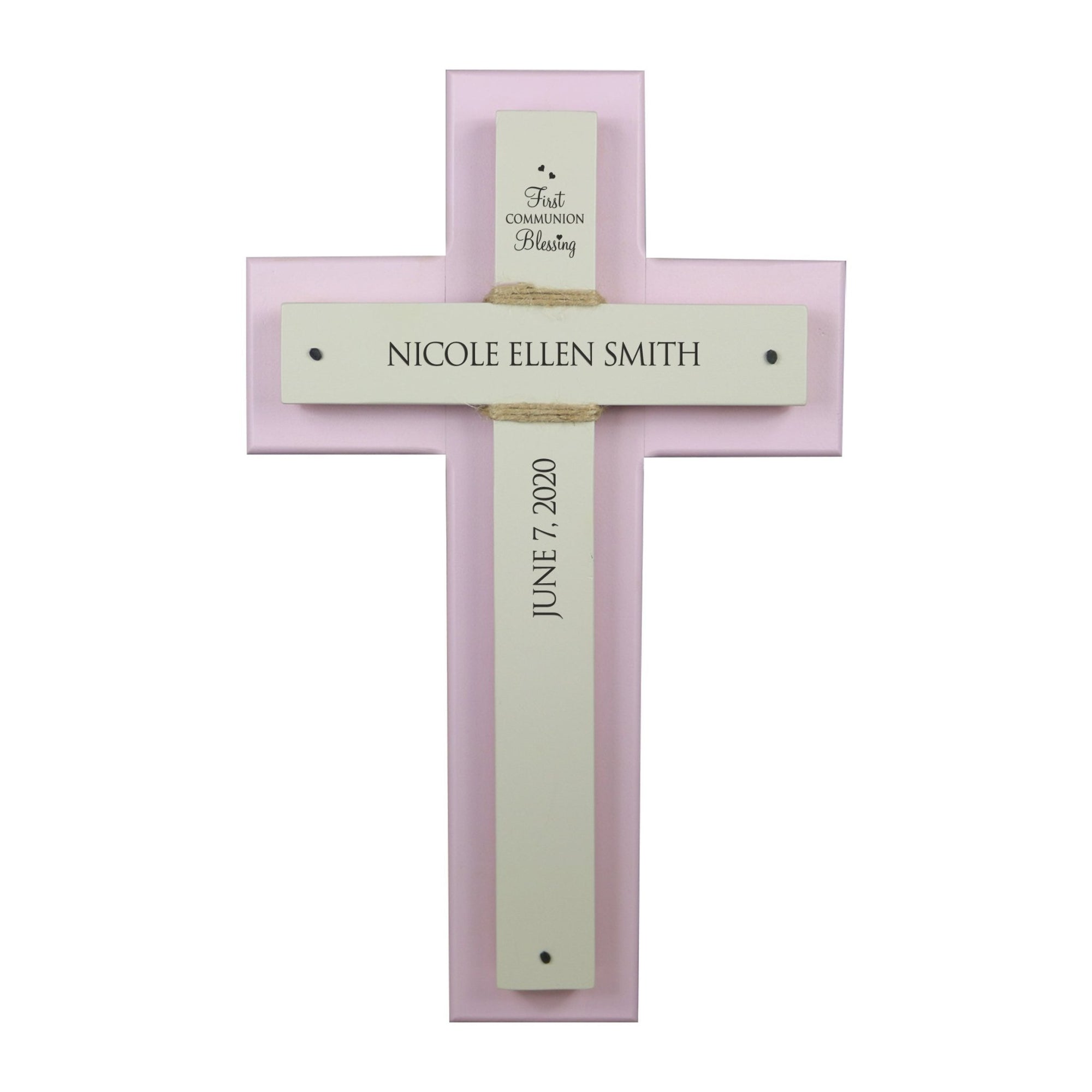 Personalized Baptism Double Crosses Wall Decor - Pink - LifeSong Milestones