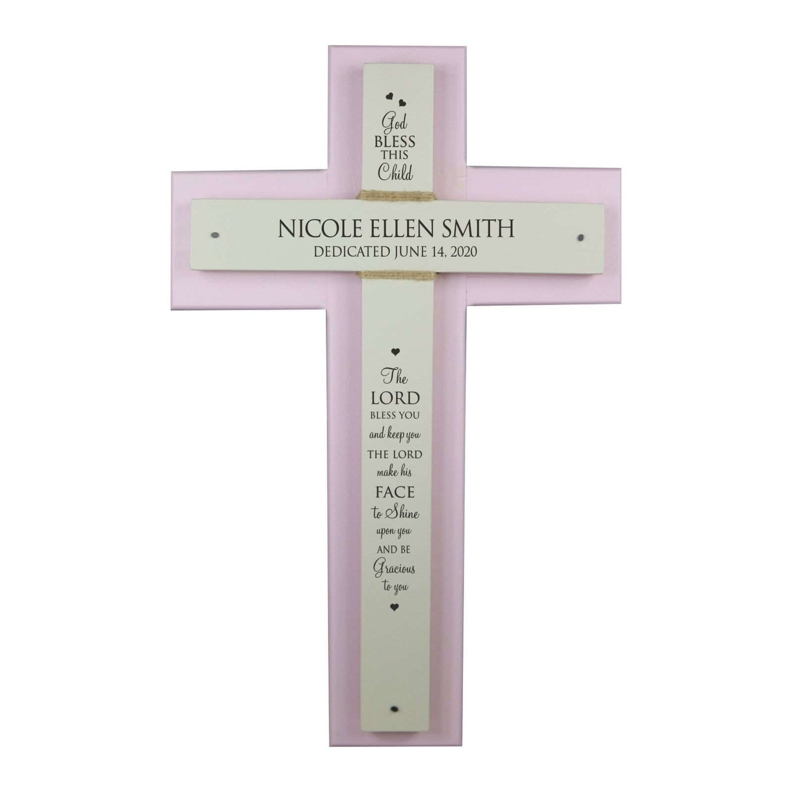 Personalized Baptism Double Crosses Wall Decor - Pink - LifeSong Milestones