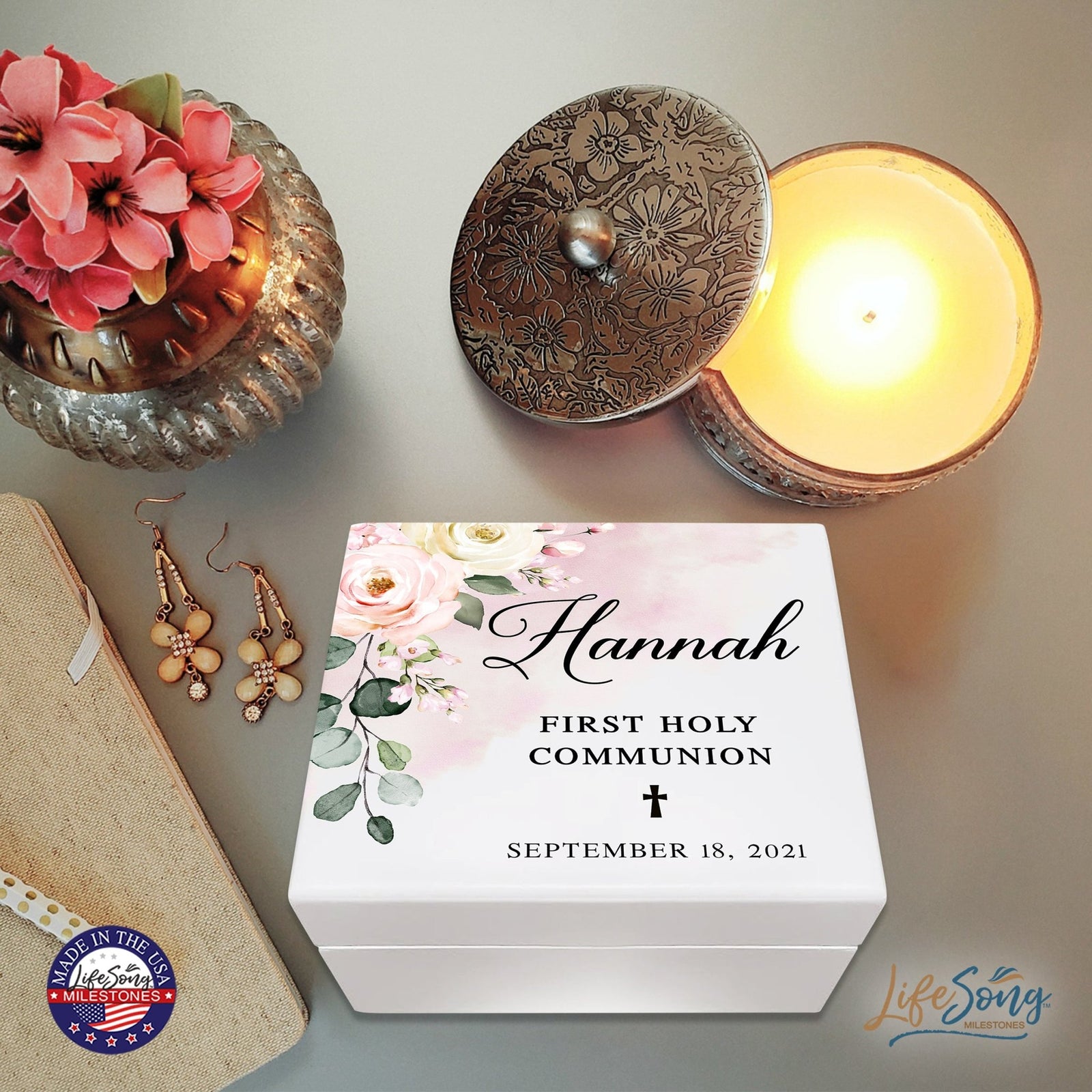 Lifesong Milestones Jewelry Keepsake Box with inset mirror for Girls