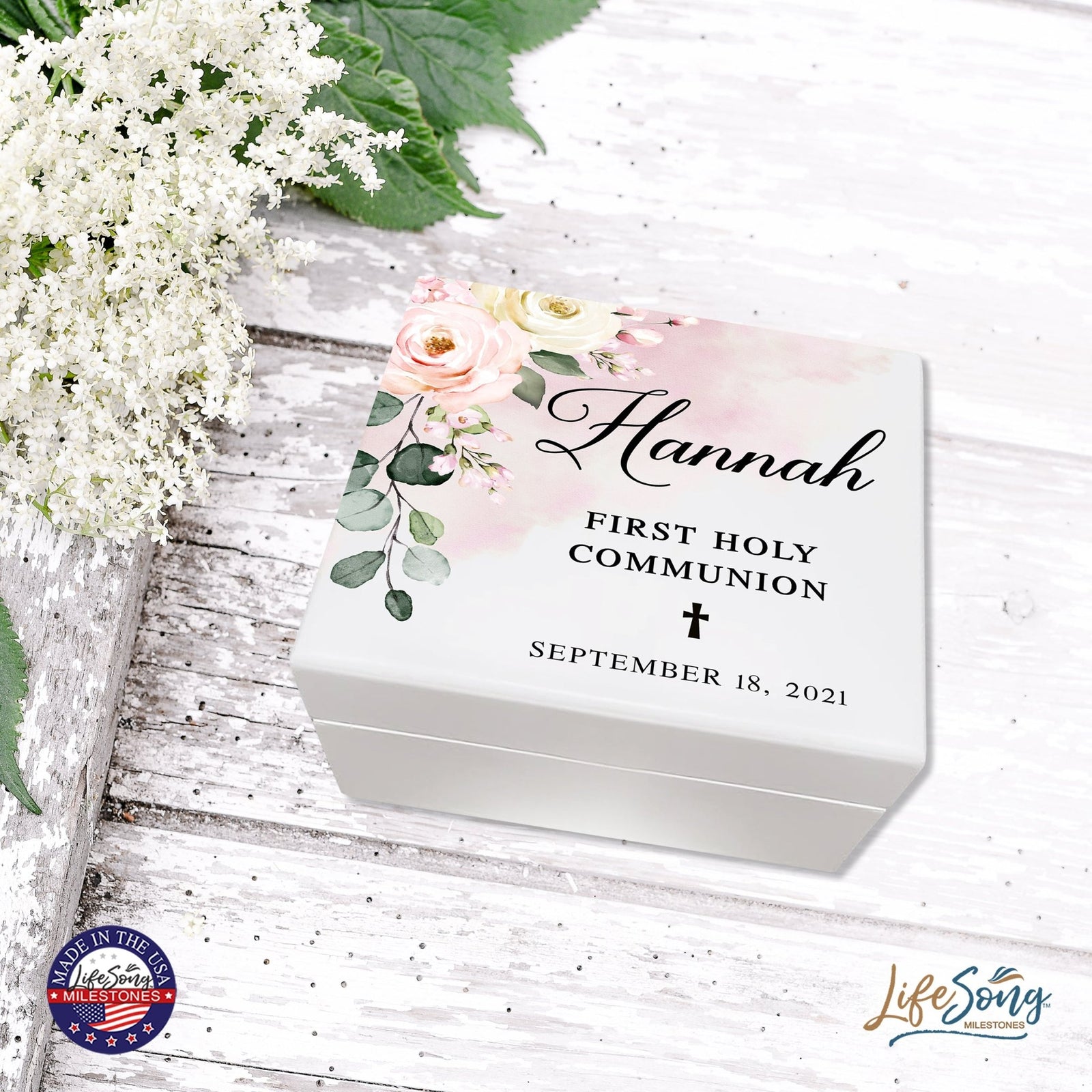 Lifesong Milestones Personalized First Holy Communion Keepsake Jewelry Box Gift for Girls