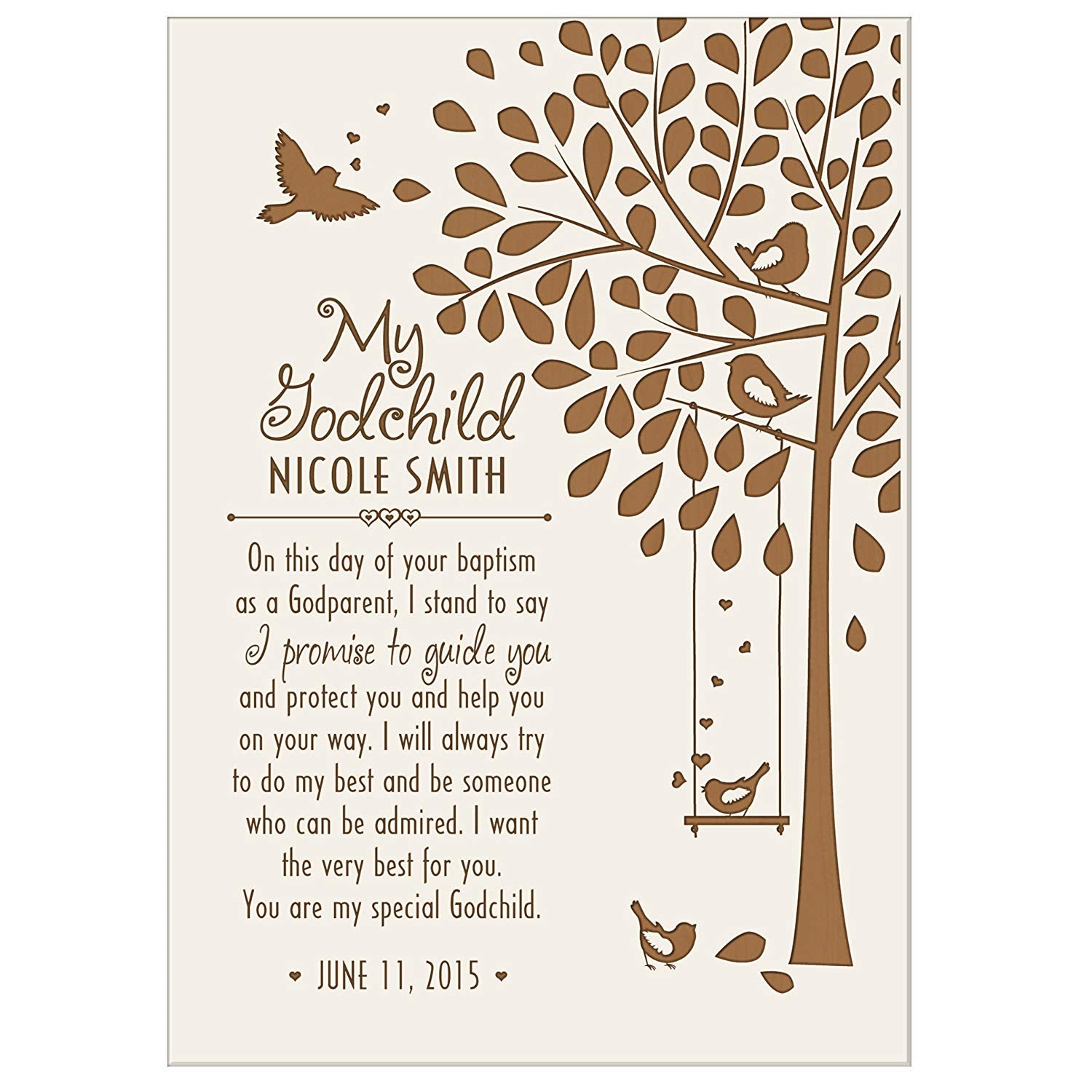 Personalized Baptism Godchild Plaque Gift - LifeSong Milestones