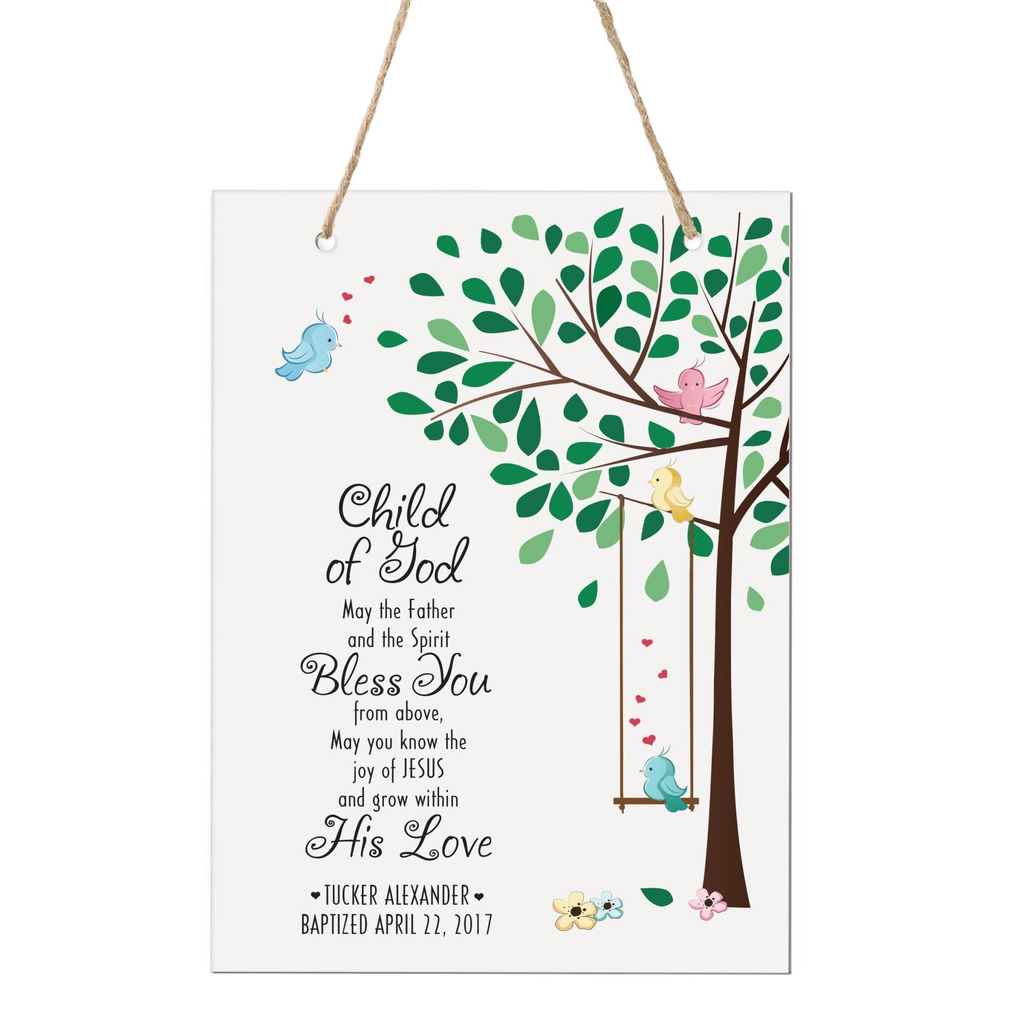Personalized Baptism Godchild Tree Rope Signs - May The Father - LifeSong Milestones