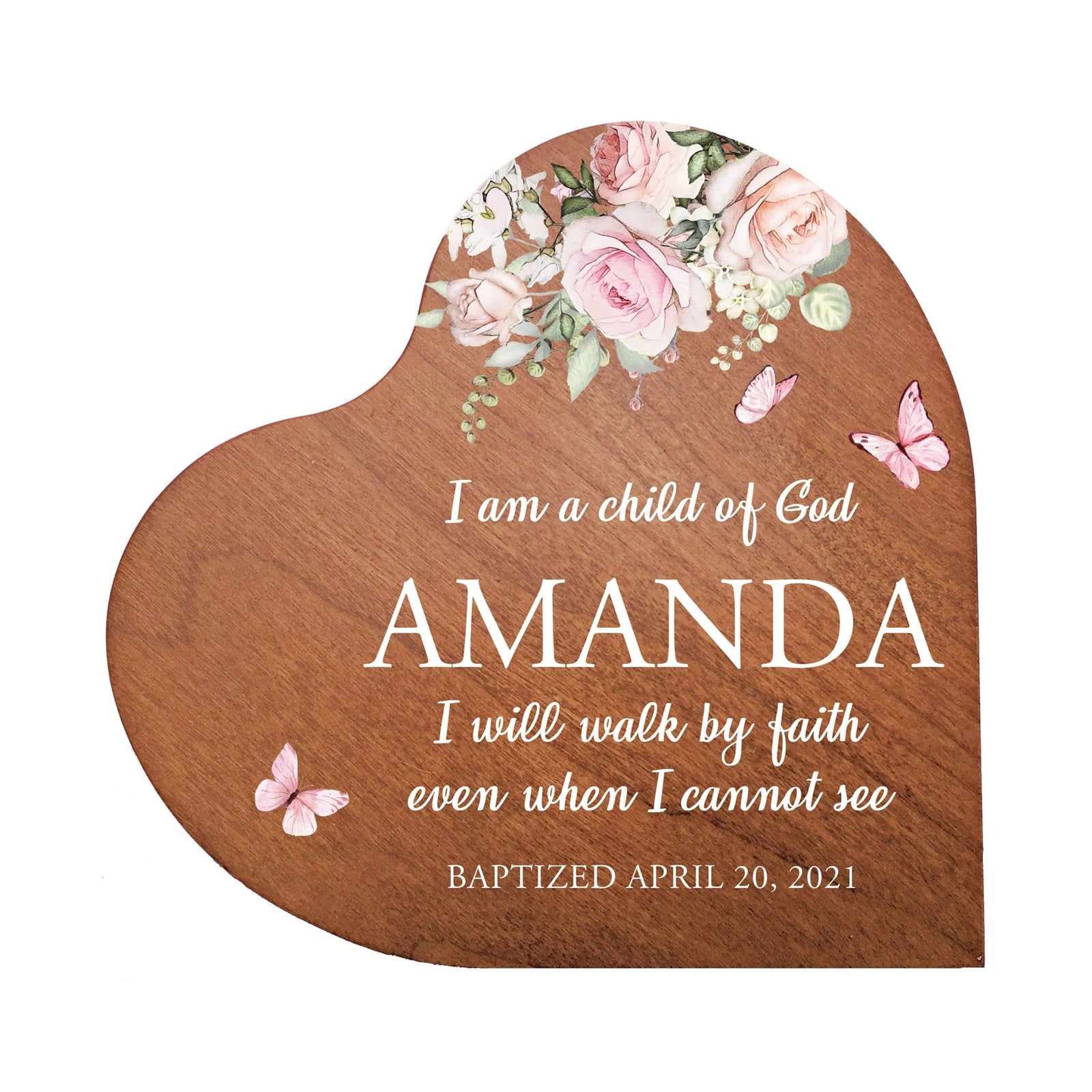 Personalized Baptism Heart Shaped Tabletop Signs Gift for Goddaughter