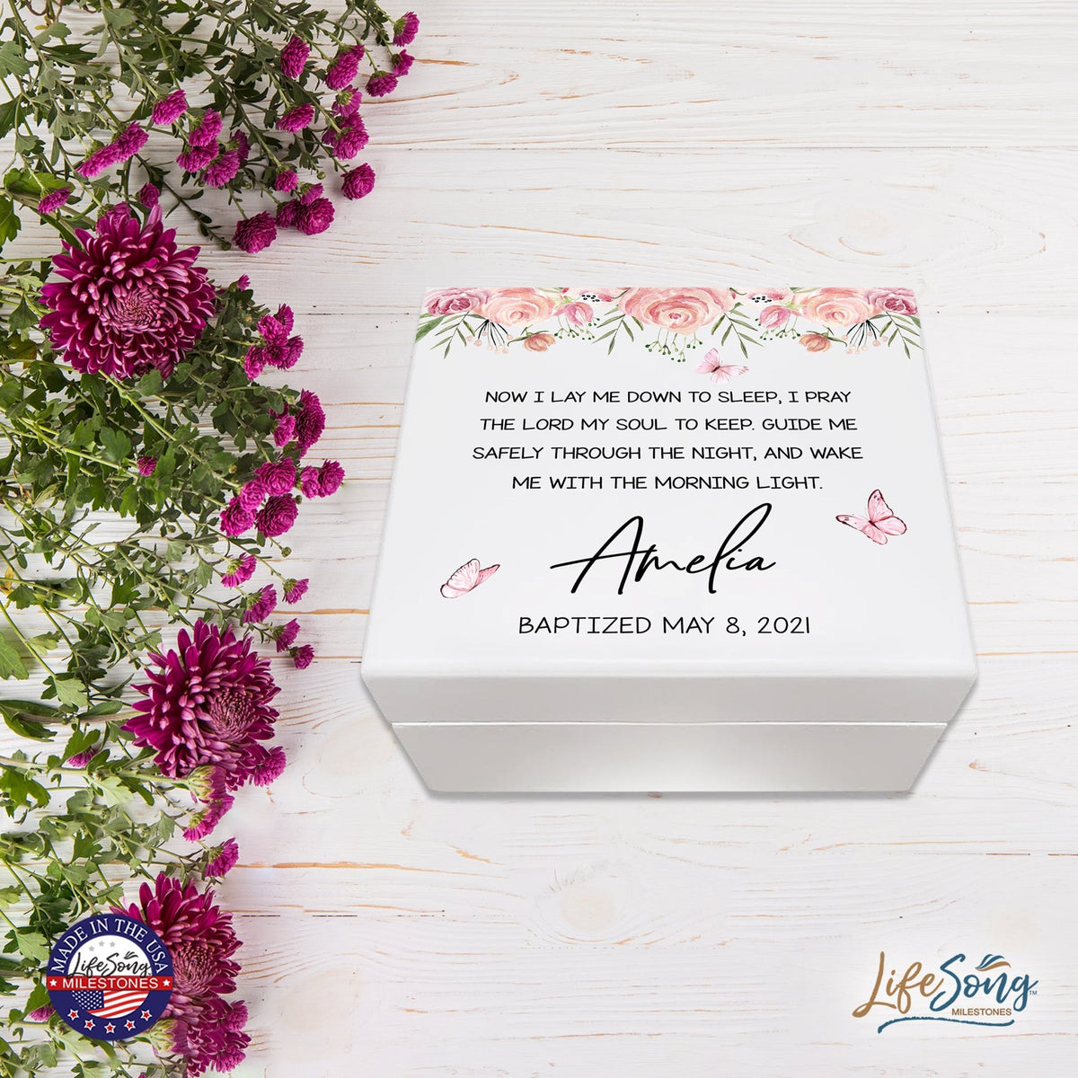 Lifesong Milestones Personalized Baptism Keepsake Jewelry Box Gift for Girls