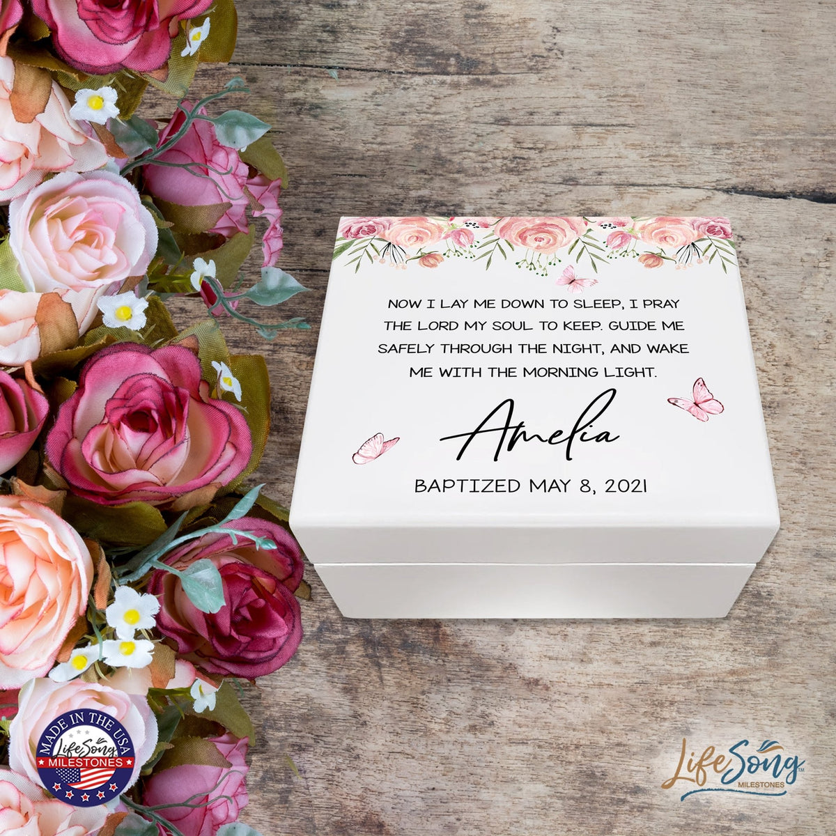 Lifesong Milestones Personalized Baptism Keepsake Jewelry Box Gift for Girls