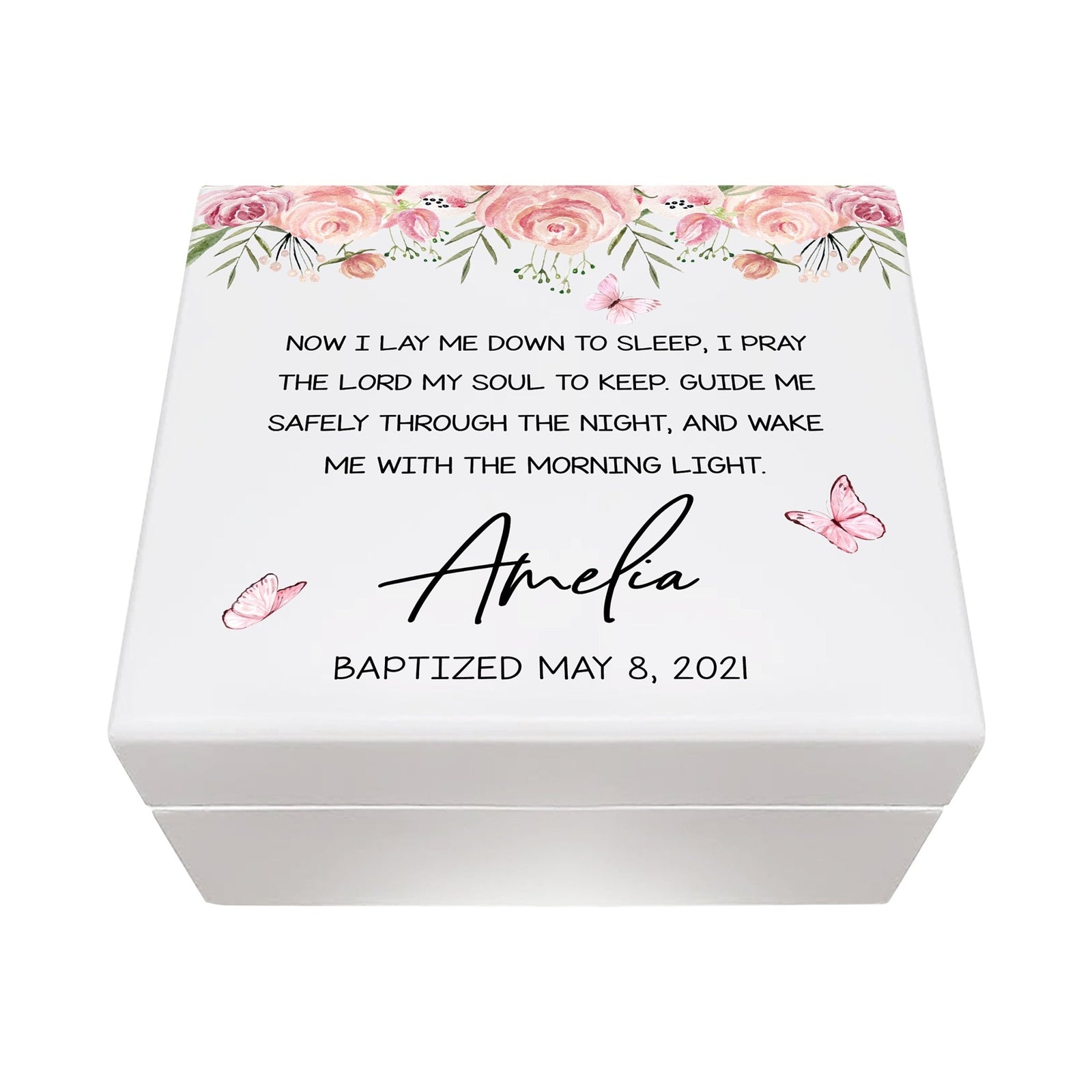 Personalized Baptism Jewelry Box - Lay Me Down - LifeSong Milestones